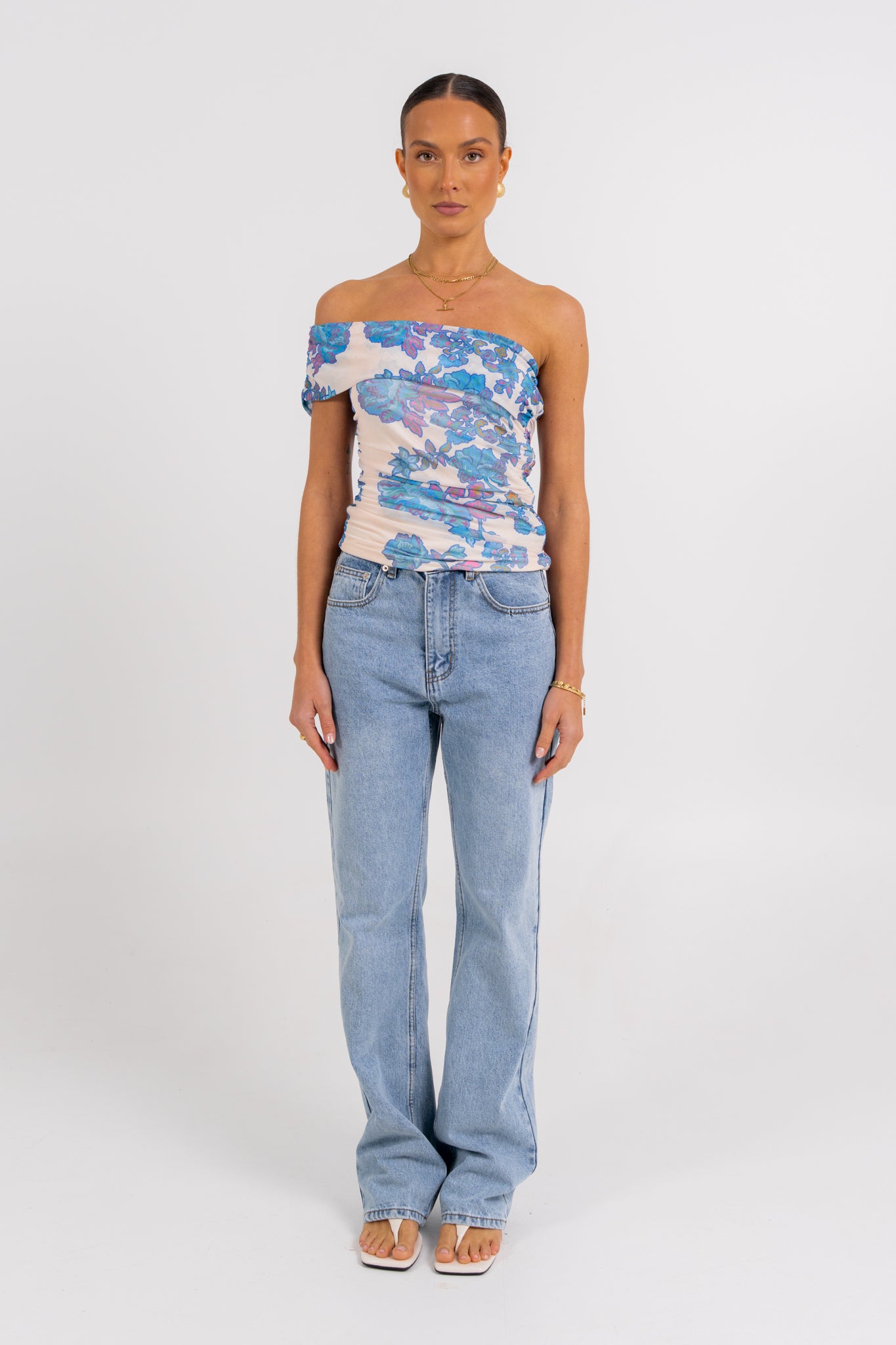 Tamsin Off-the-shoulder Top Inkora Print
