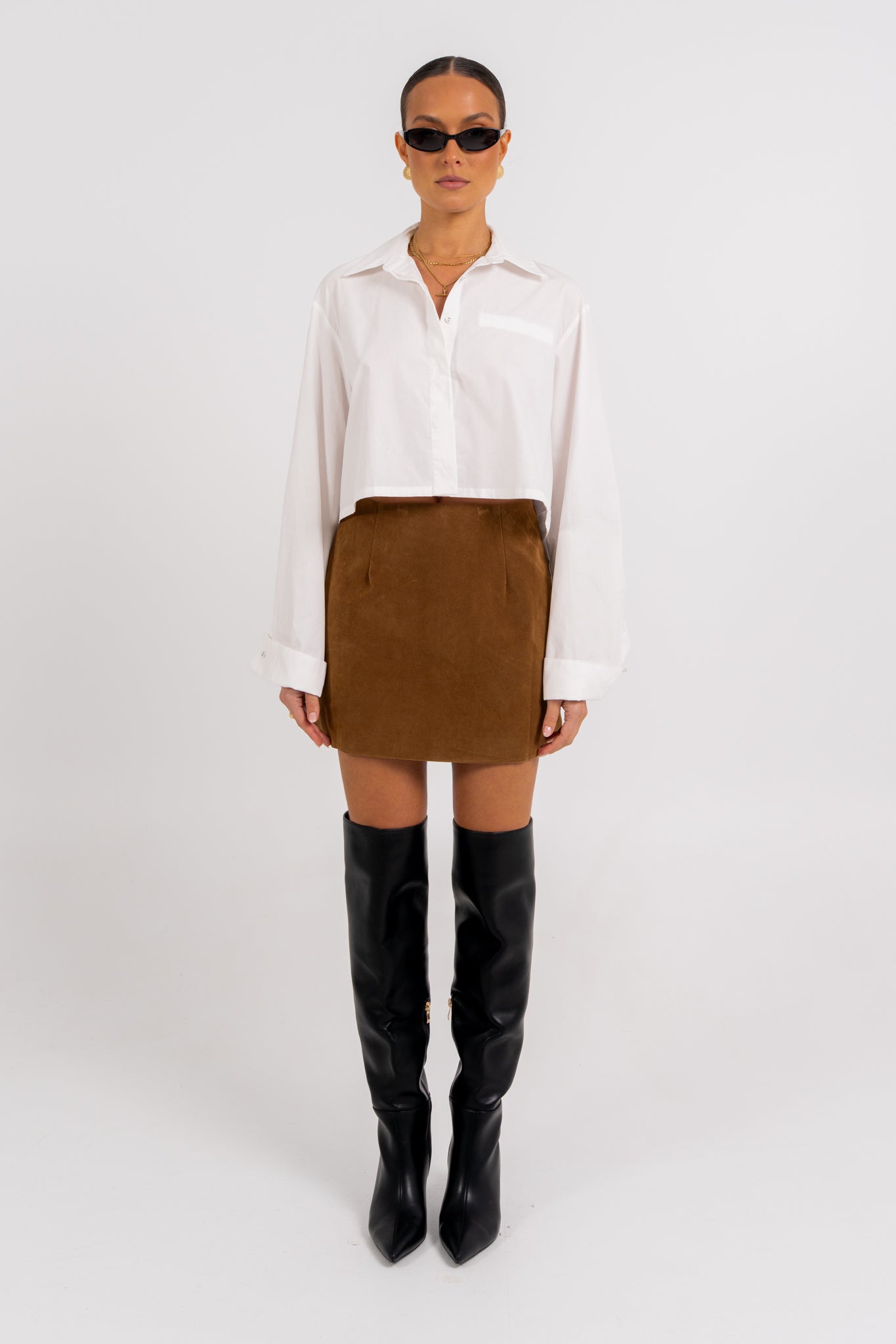 Lacey Cropped Shirt White