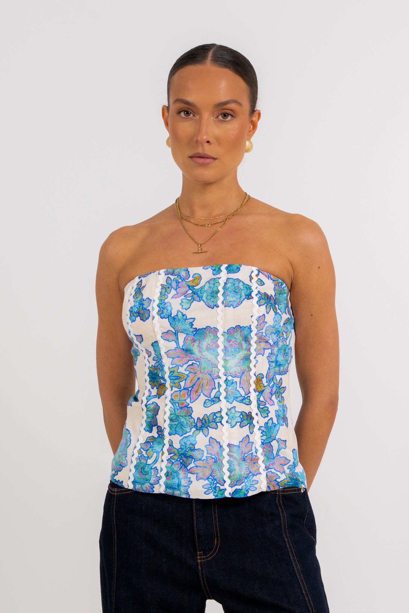 Vola Strapless Top Inkora Print