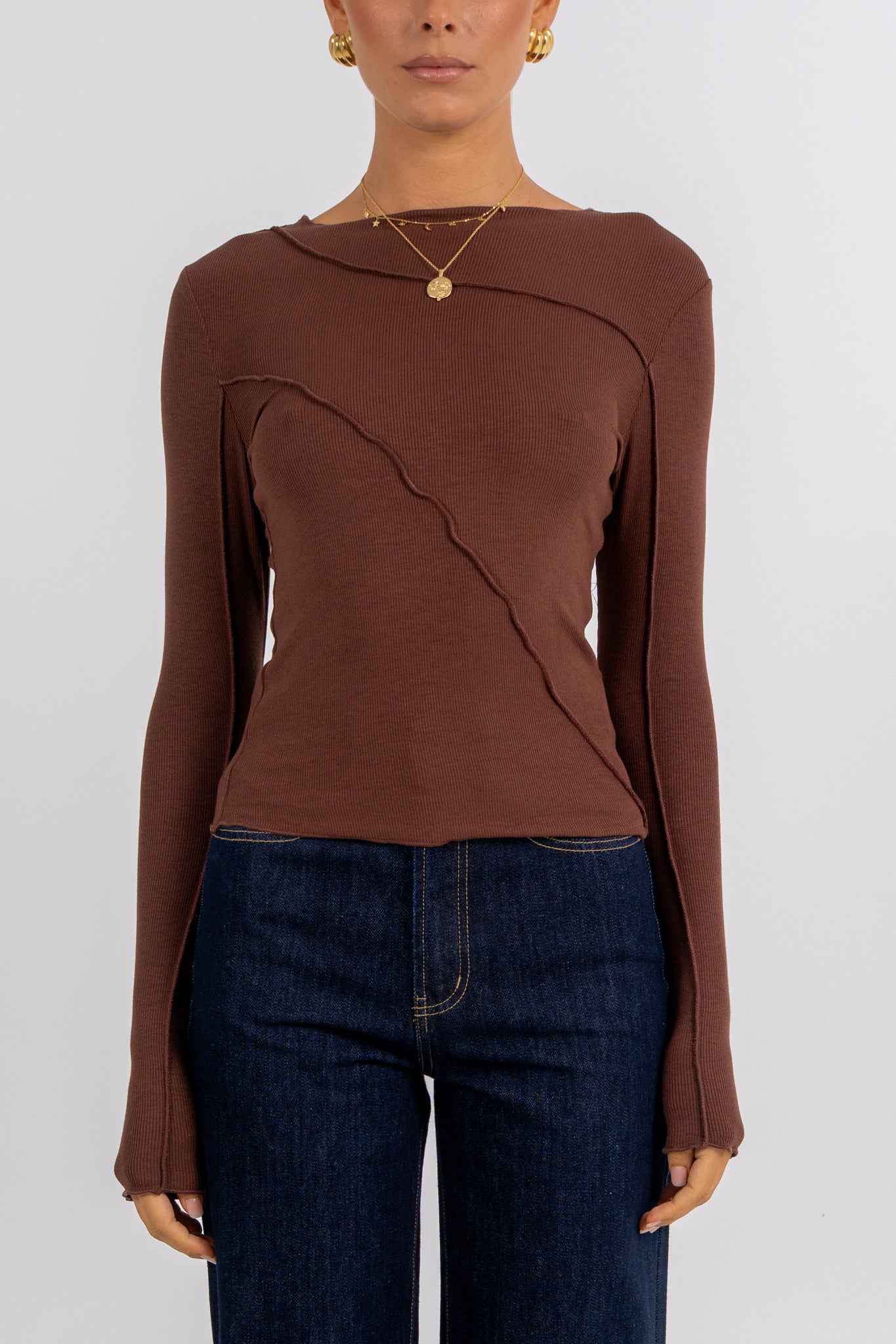 Nicka Long Sleeve Top Chocolate