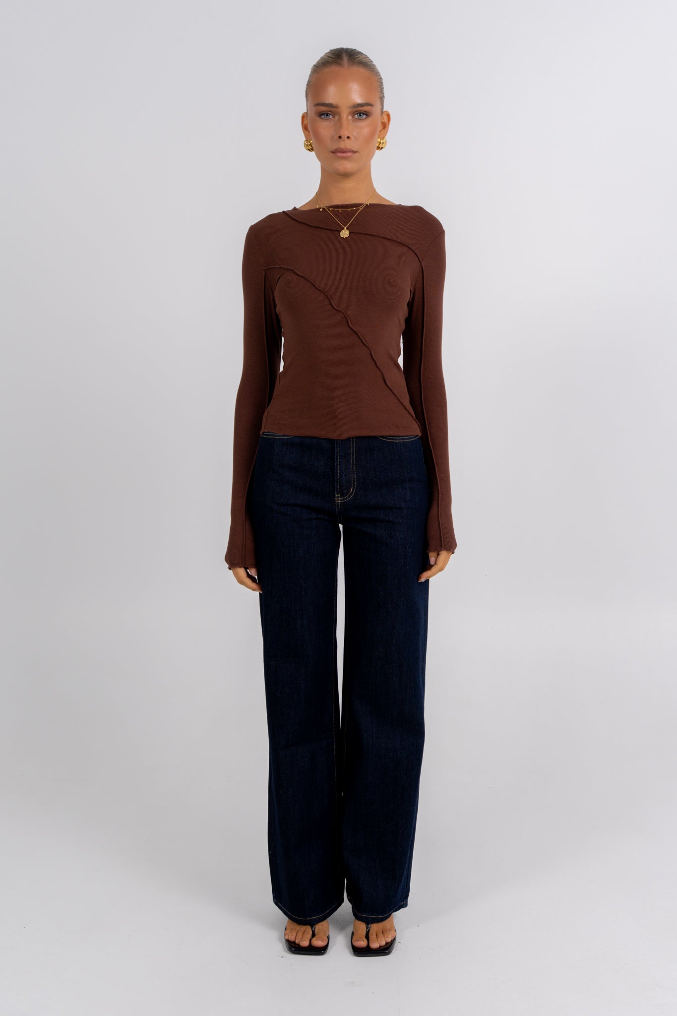 Nicka Long Sleeve Top Chocolate