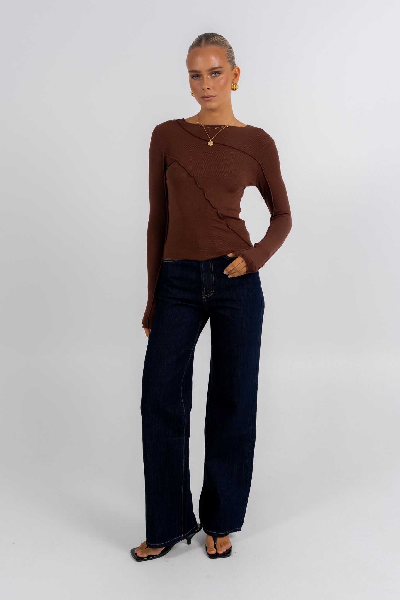 Nicka Long Sleeve Top Chocolate