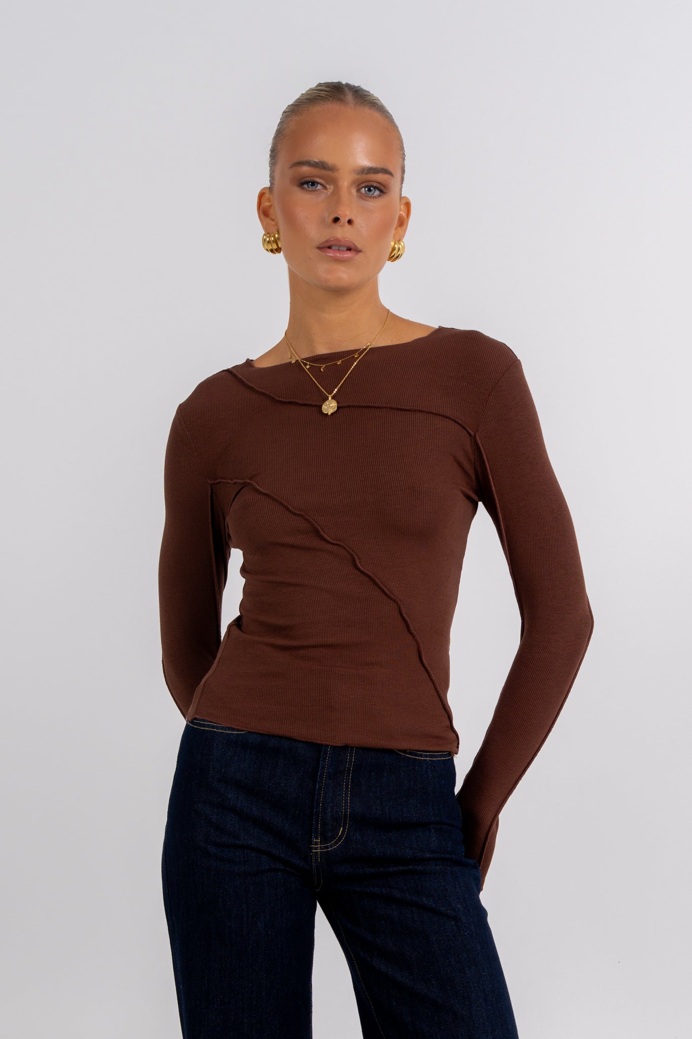 Nicka Long Sleeve Top Chocolate