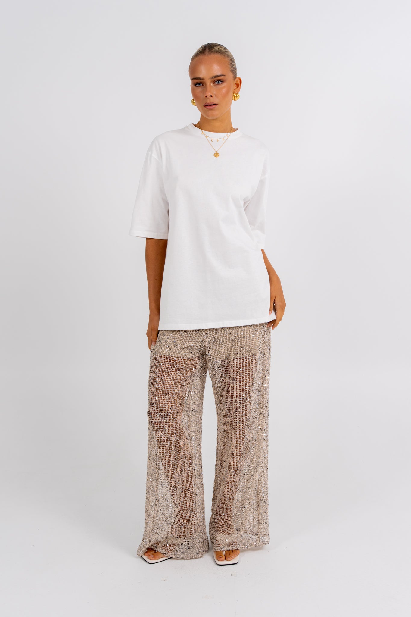 Juno Sequin Pant Beige