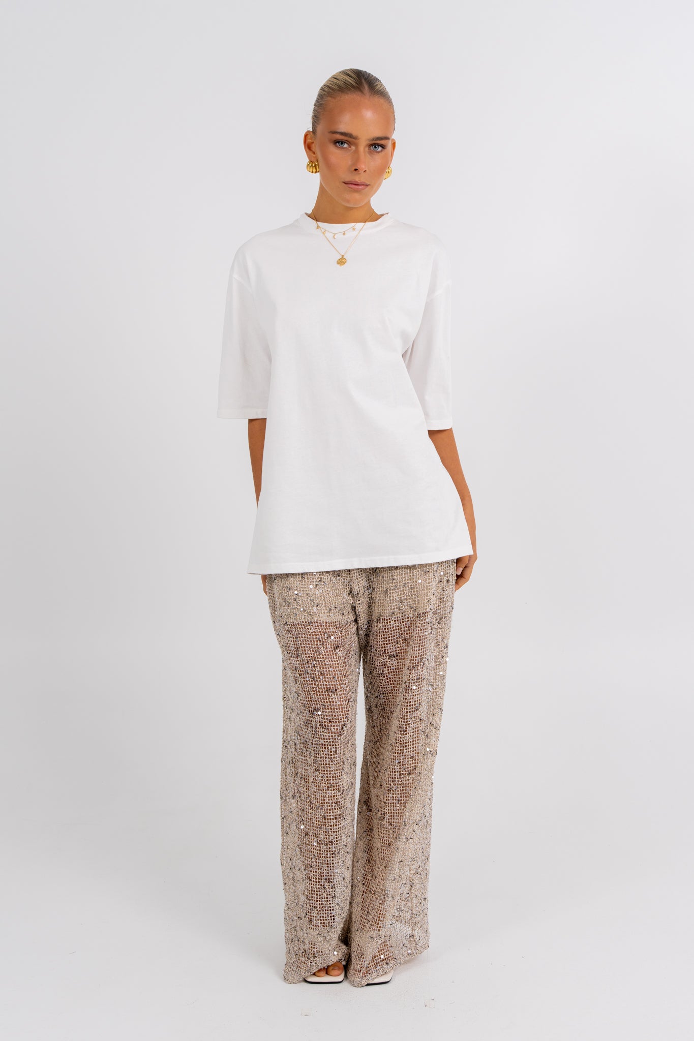 Juno Sequin Pant Beige