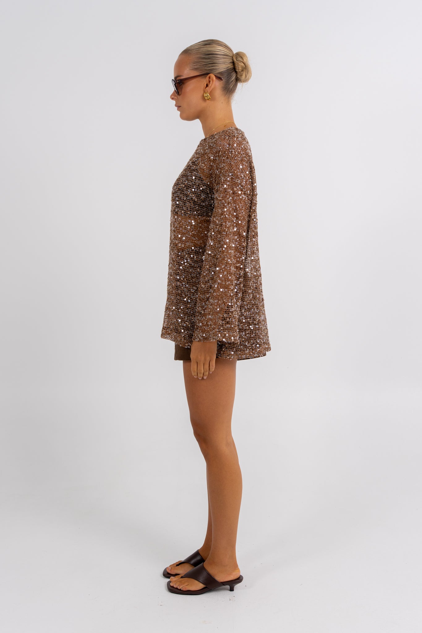 Uzma Sequin Top Mocha