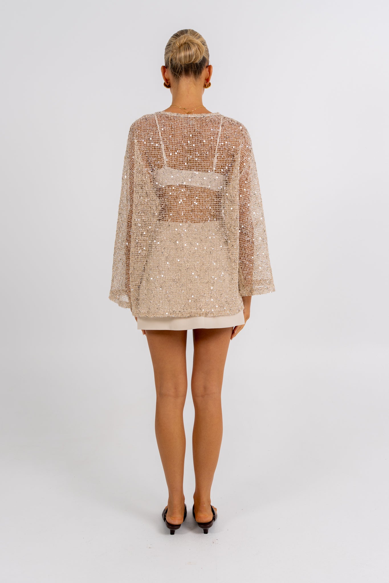 Uzma Sequin Top Beige