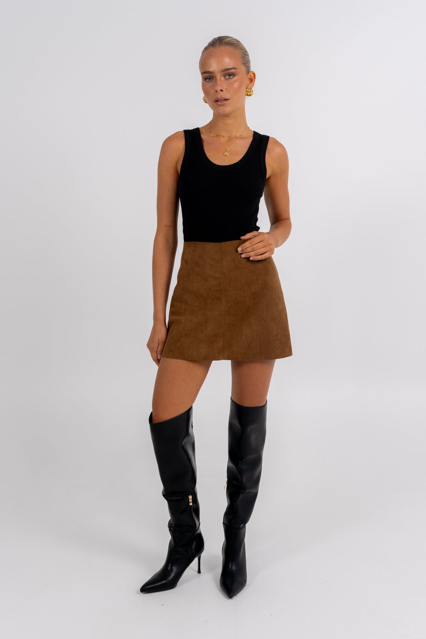 Reya Mini Skirt Tan Brown