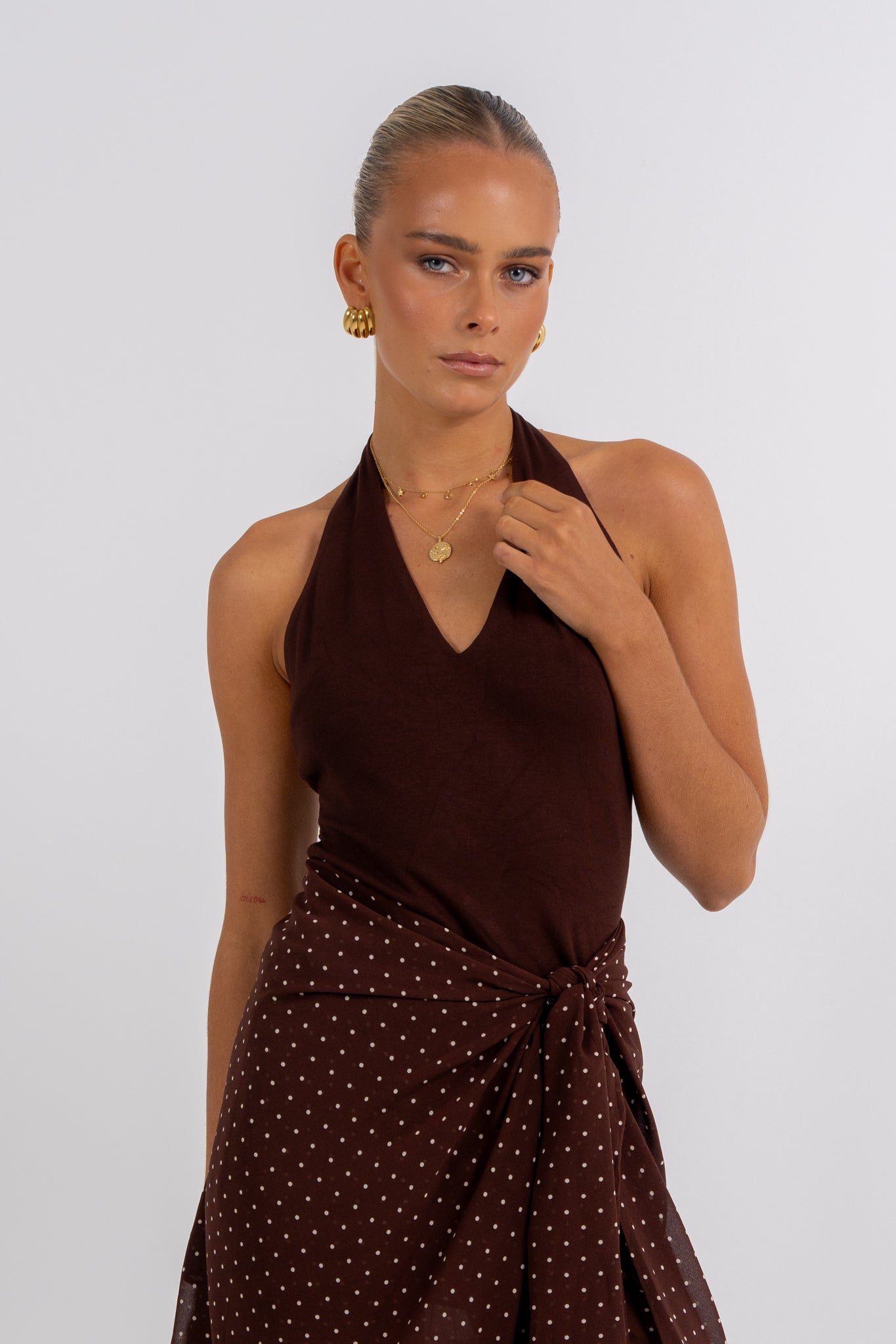 Deering Halter Dress Polka Dot