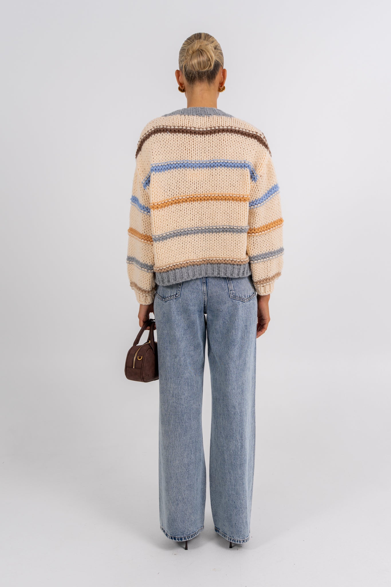 Noosa Cardigan Beige Stripe