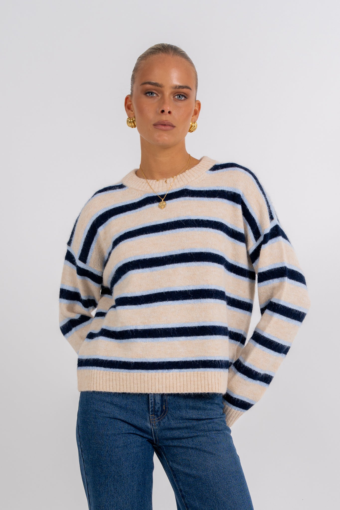 Ulyzer Knit Jumper Blue Stripe