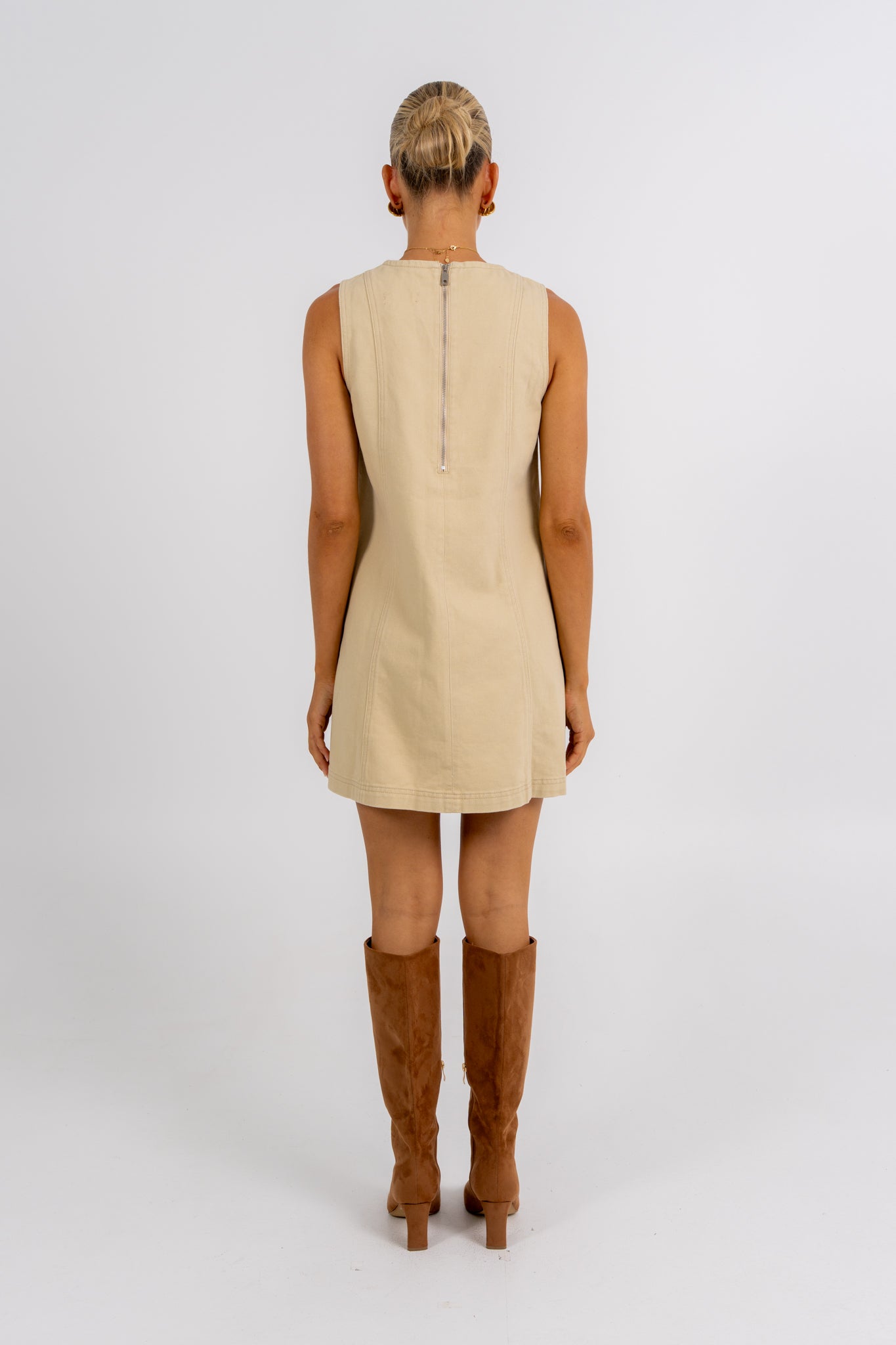 Blaire Mini Denim Dress Sand
