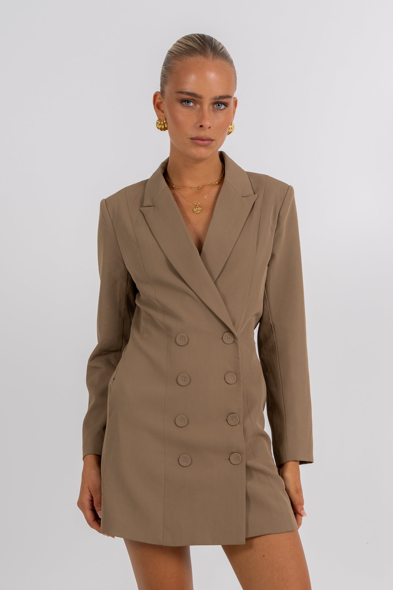 Cassie Blazer Dress Mocha