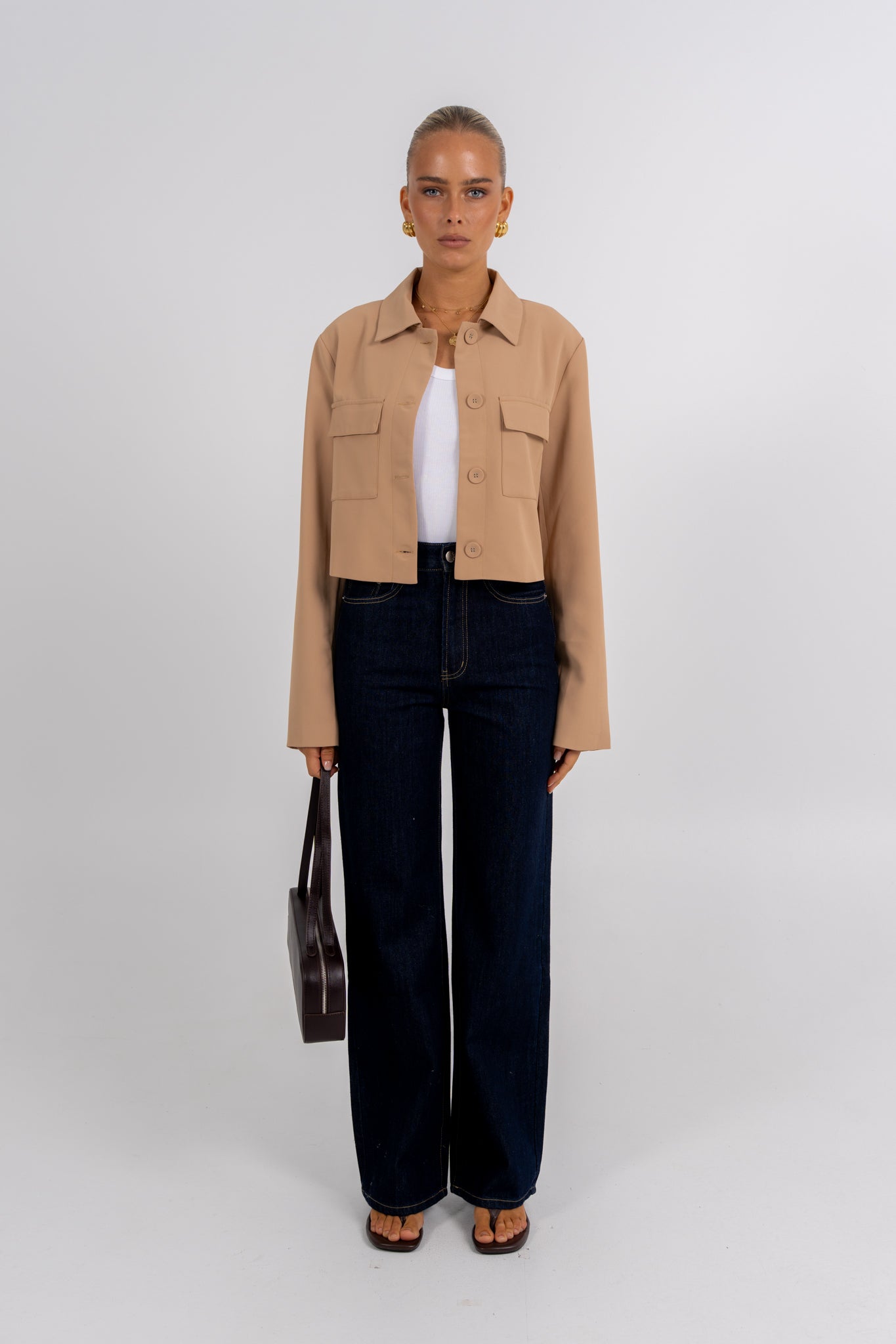 Jovie Cropped Shirt Beige