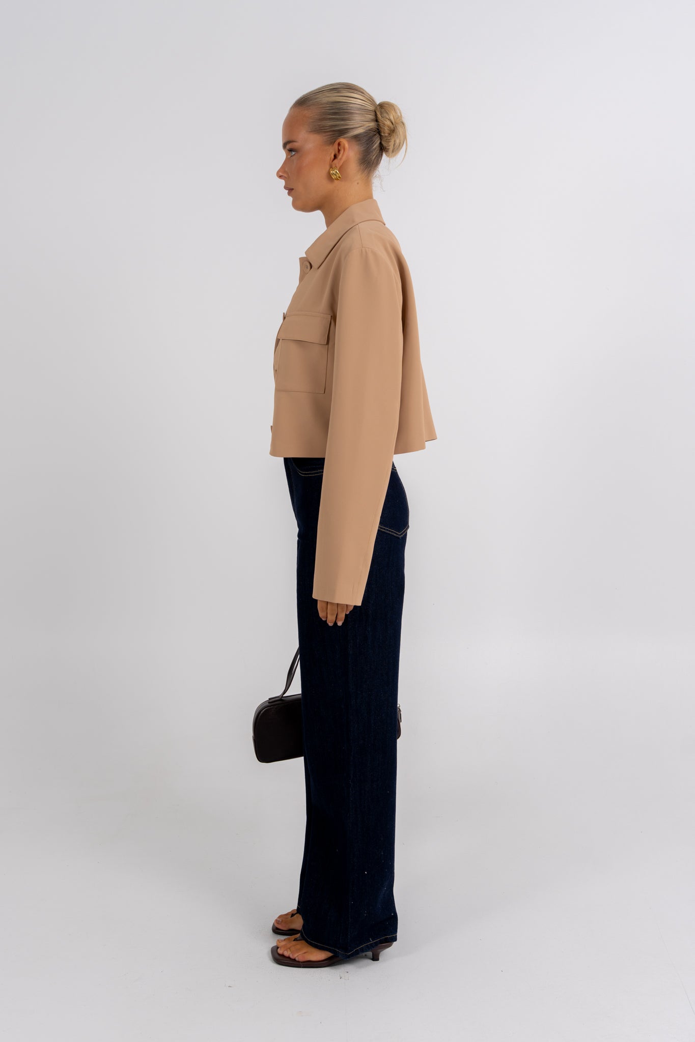 Jovie Cropped Shirt Beige