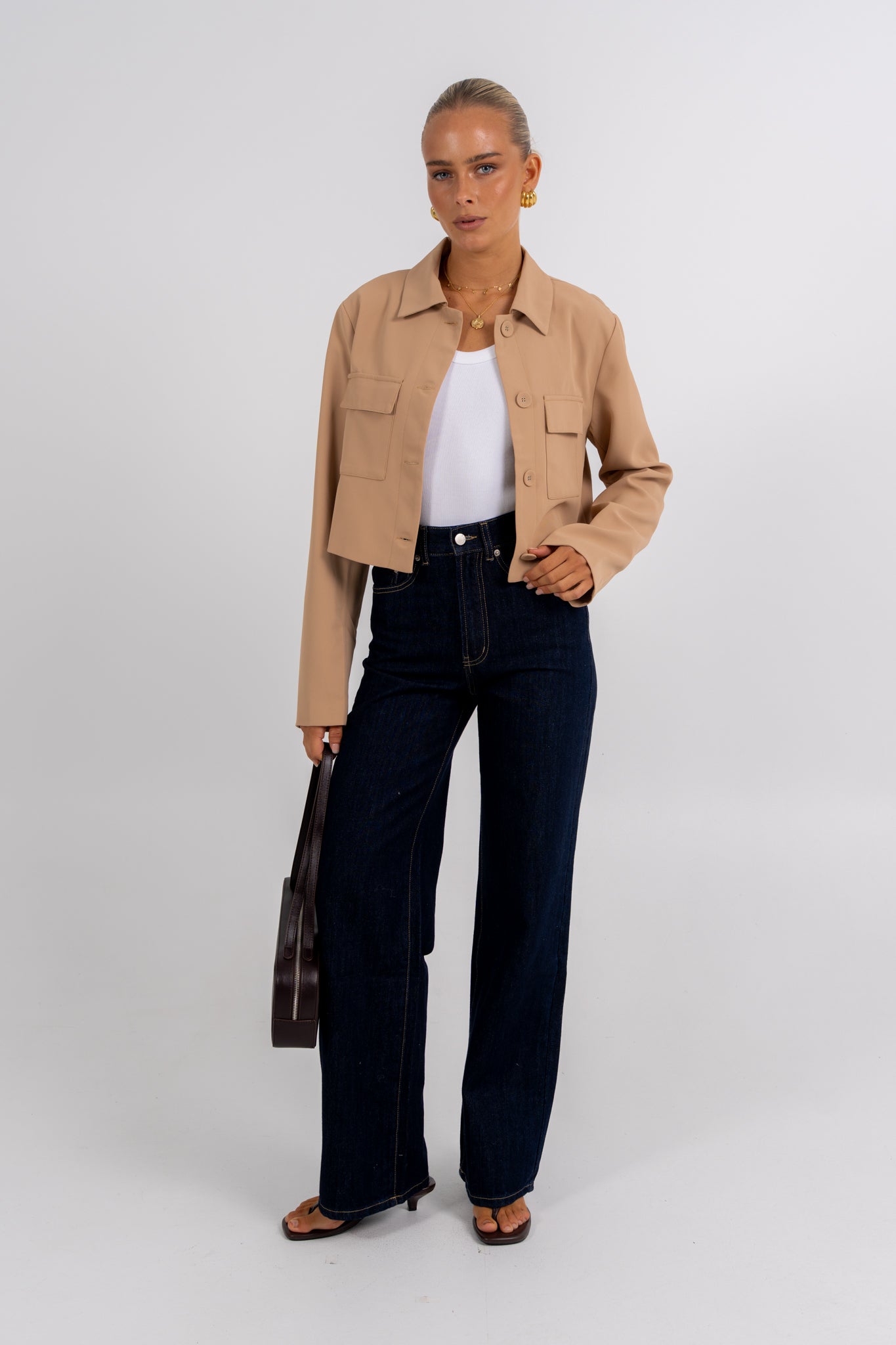 Jovie Cropped Shirt Beige
