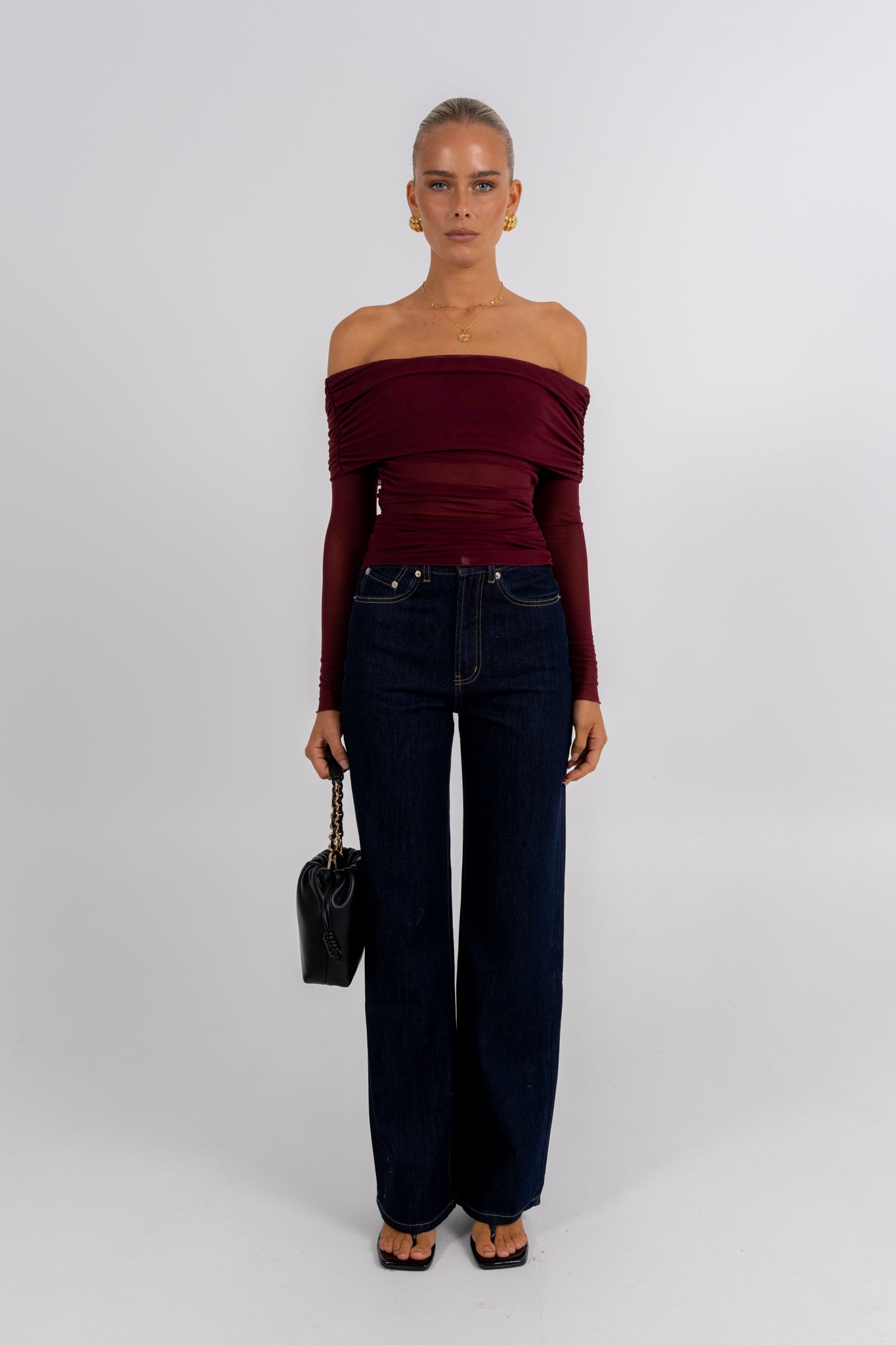 Plyrie Off-the-shoulder Top Burgundy