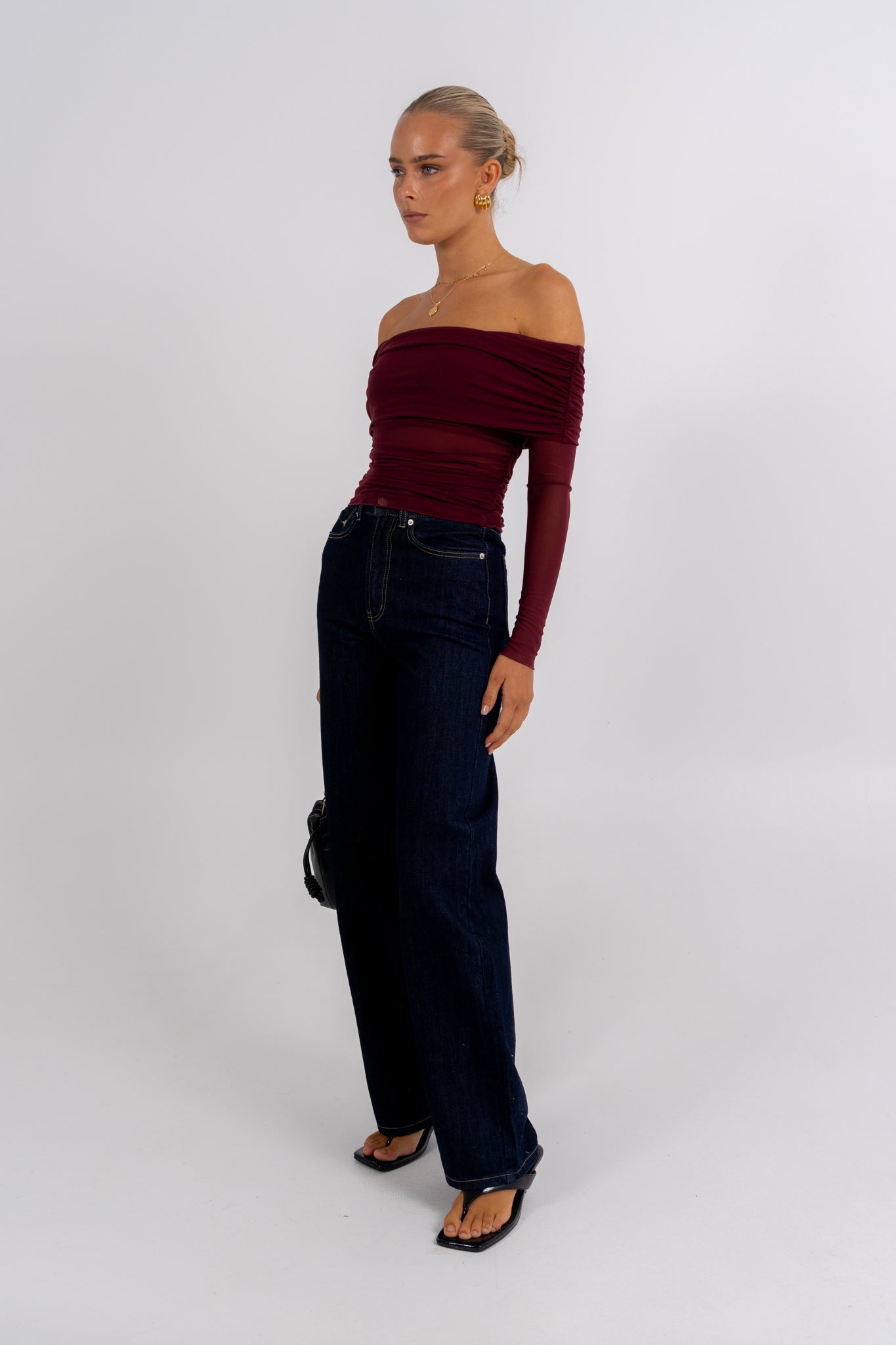 Plyrie Off-the-shoulder Top Burgundy