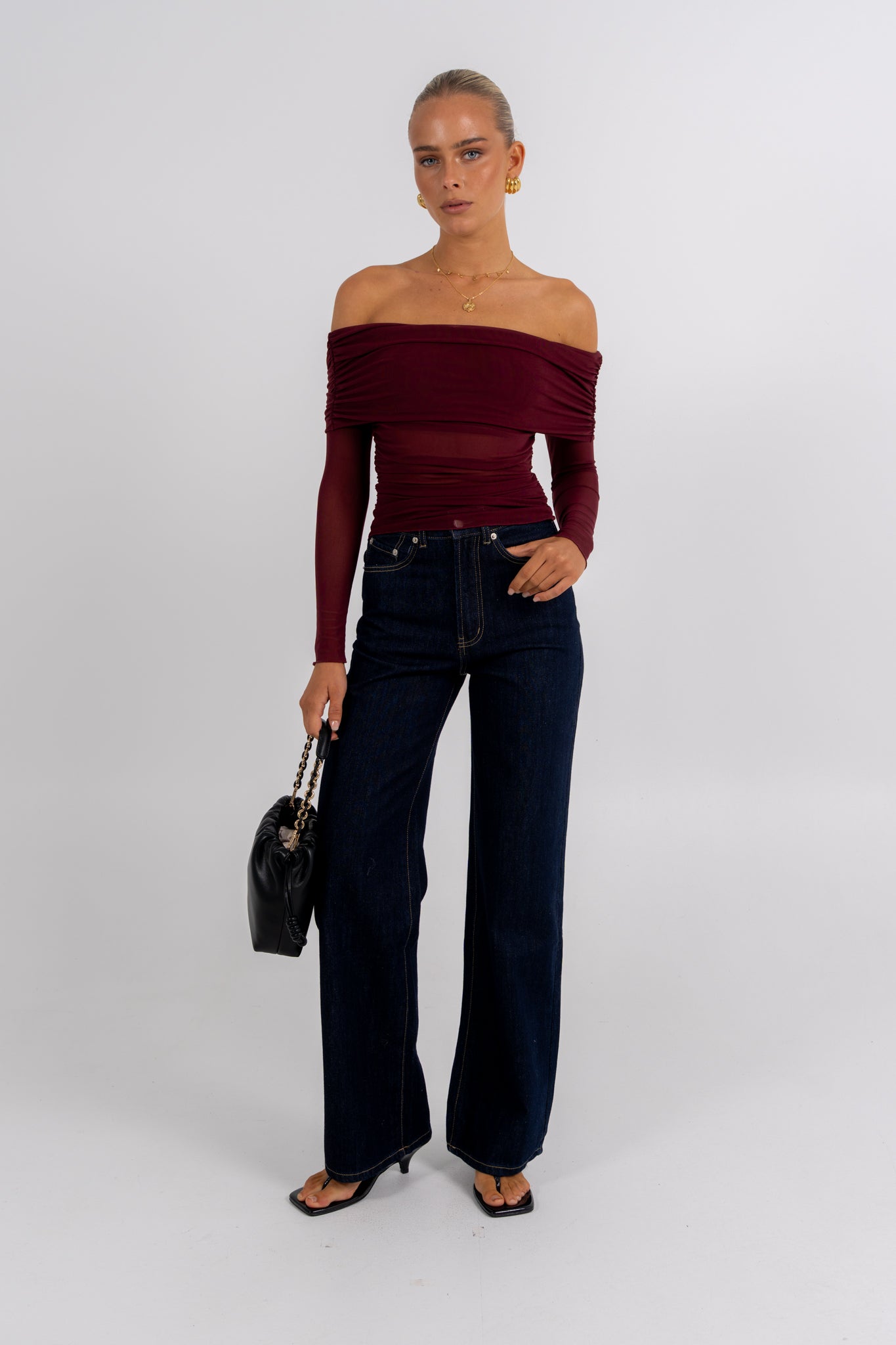 Plyrie Off-the-shoulder Top Burgundy