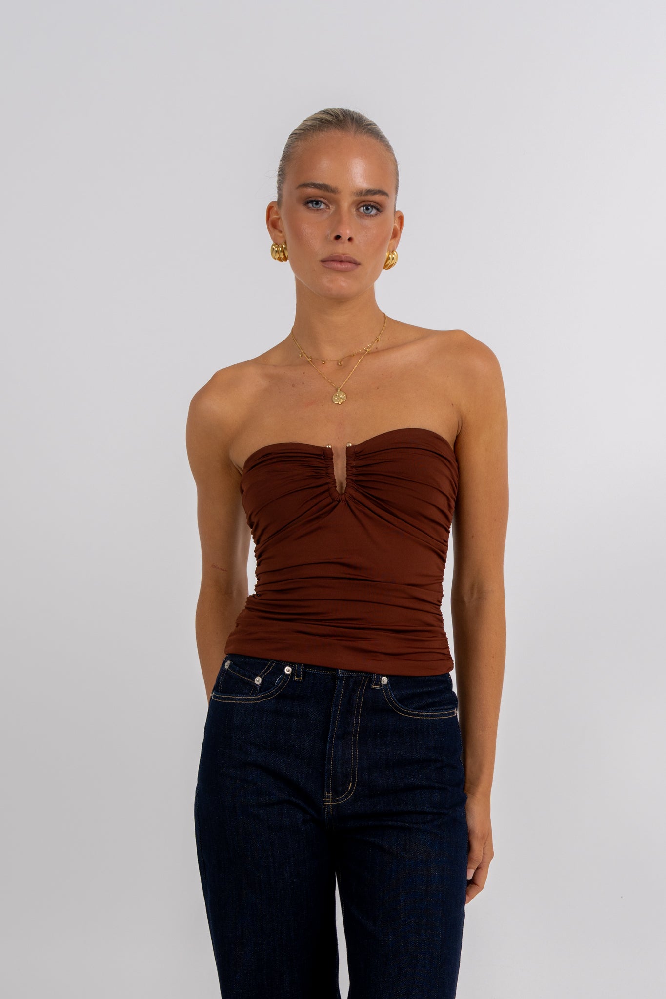 Bannie Strapless Top Chocolate
