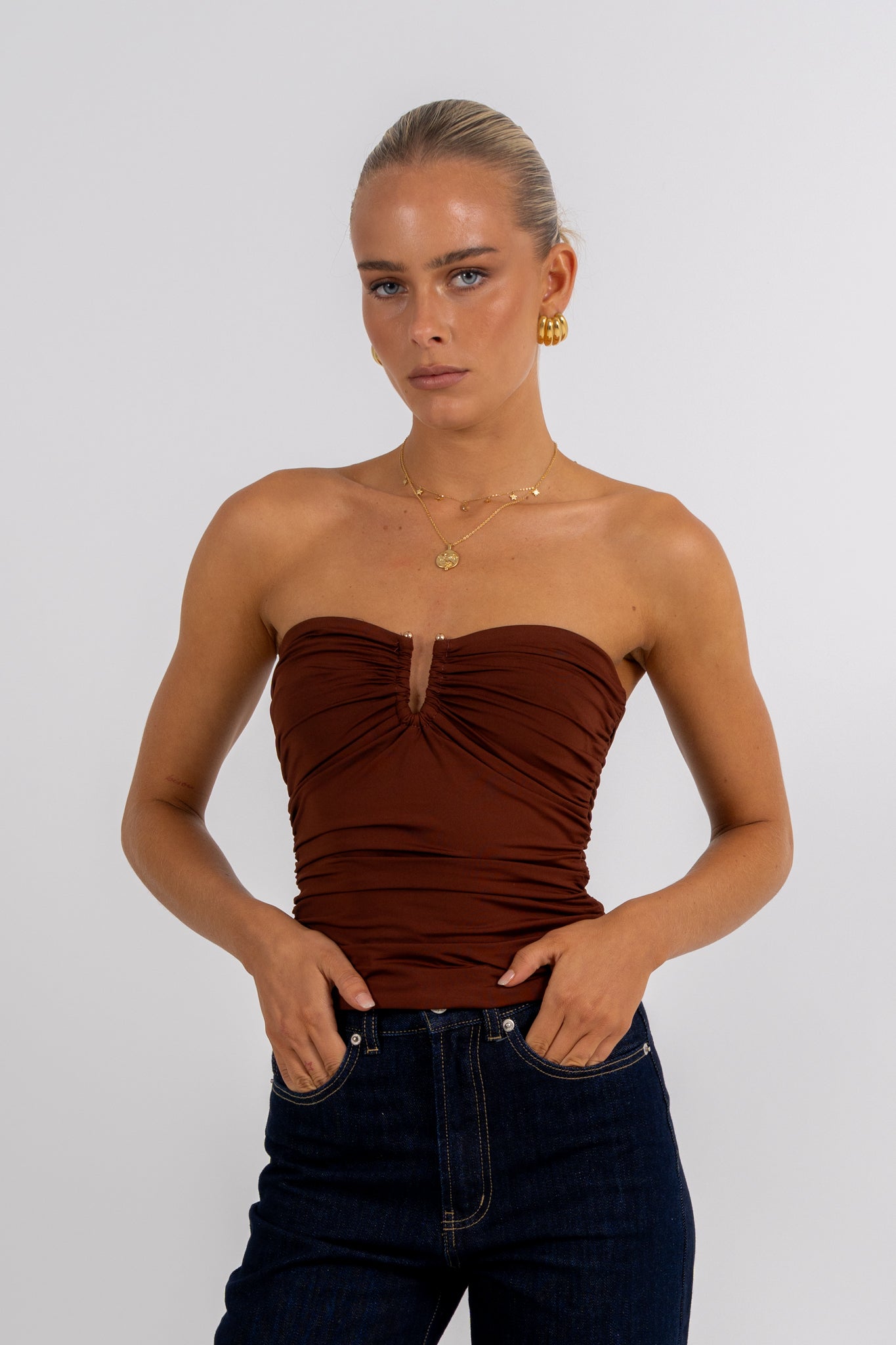 Bannie Strapless Top Chocolate