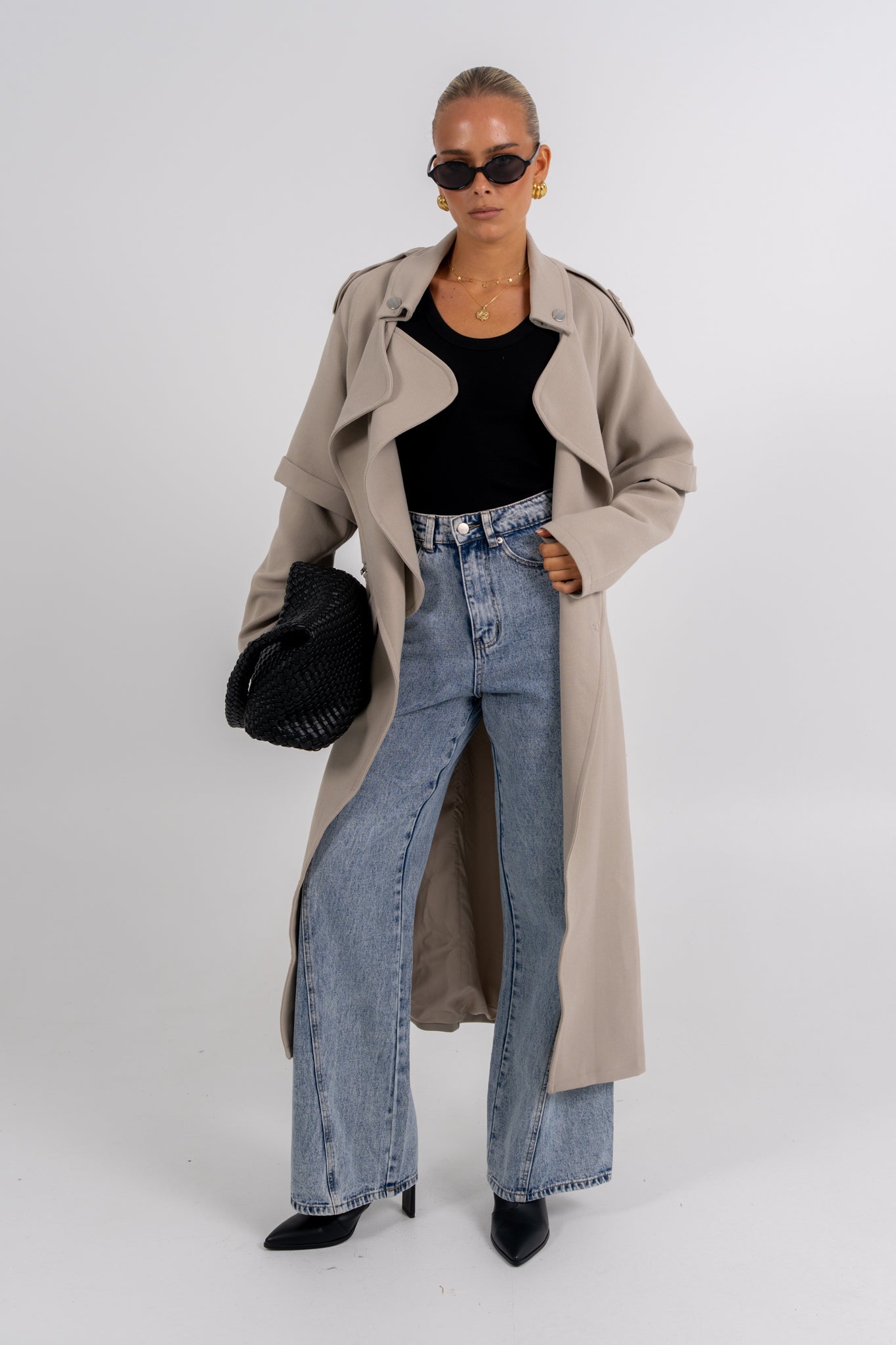 Sarah Trench Coat Stone Grey