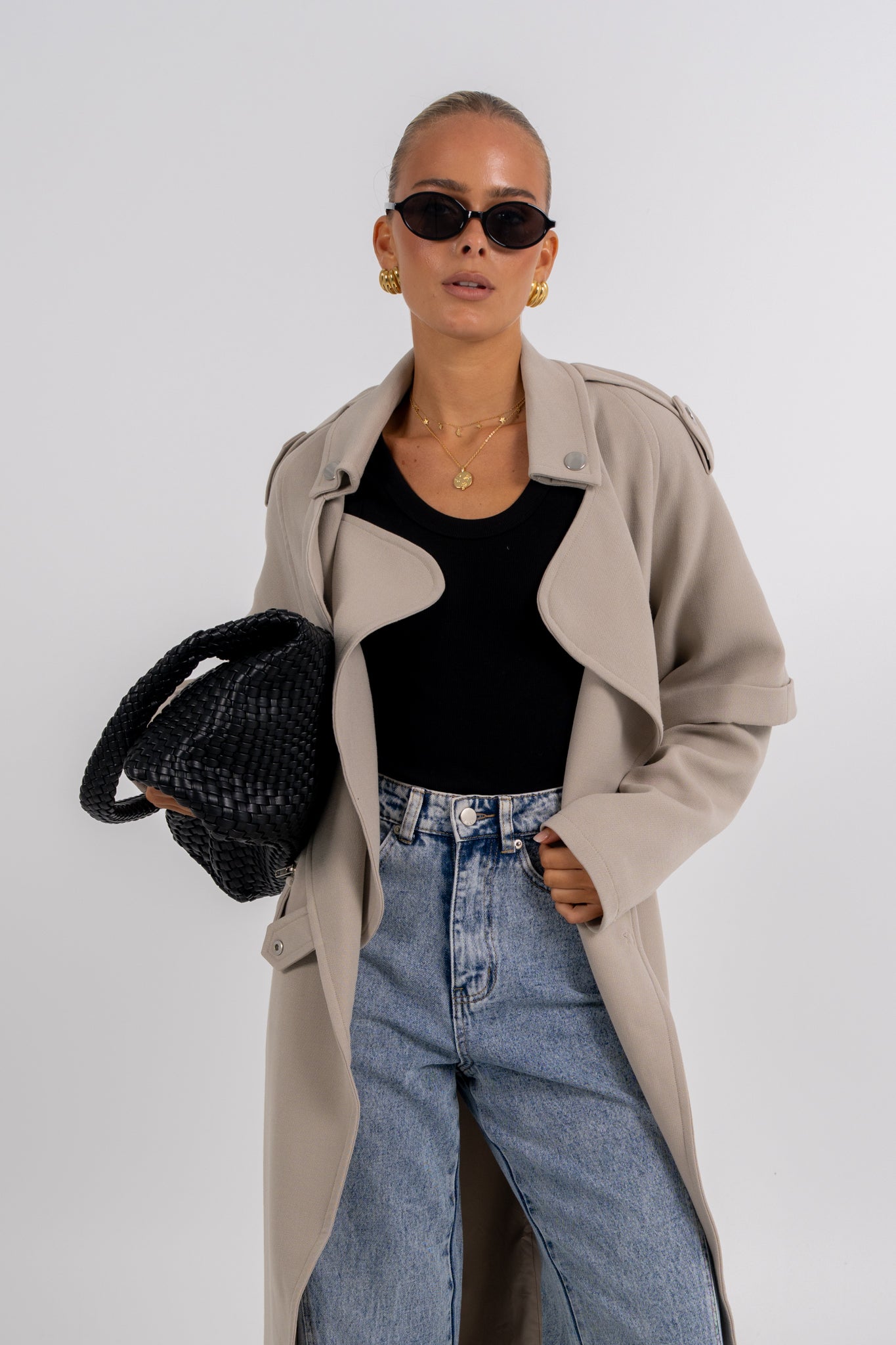 Sarah Trench Coat Stone Grey