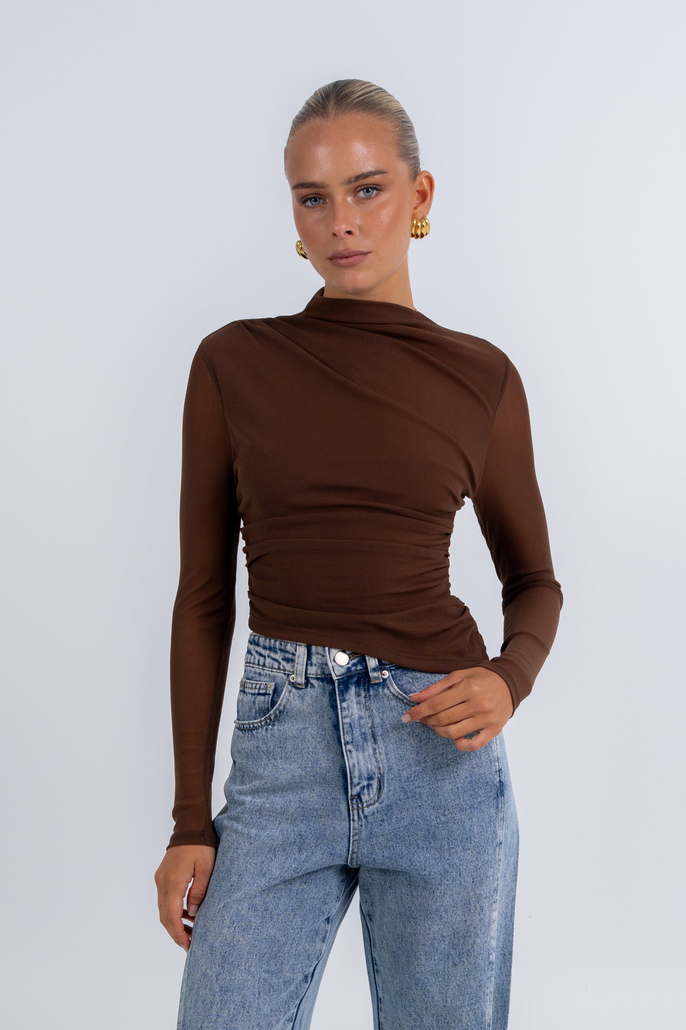 Dakitah Long Sleeve Top Brown