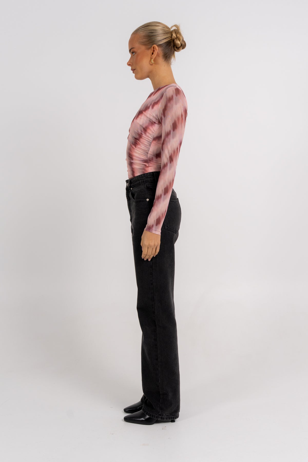 Genevieve Long Sleeve Top Berry Watercolour