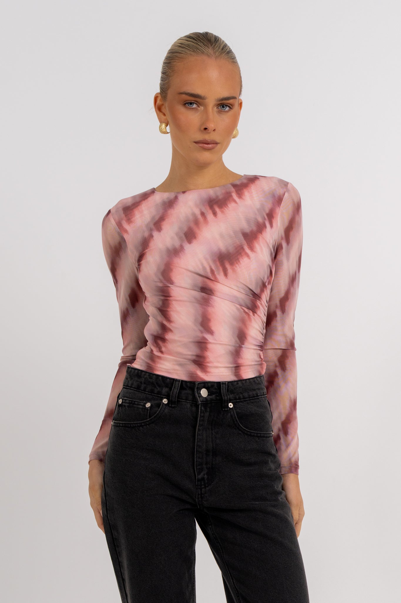Genevieve Long Sleeve Top Berry Watercolour