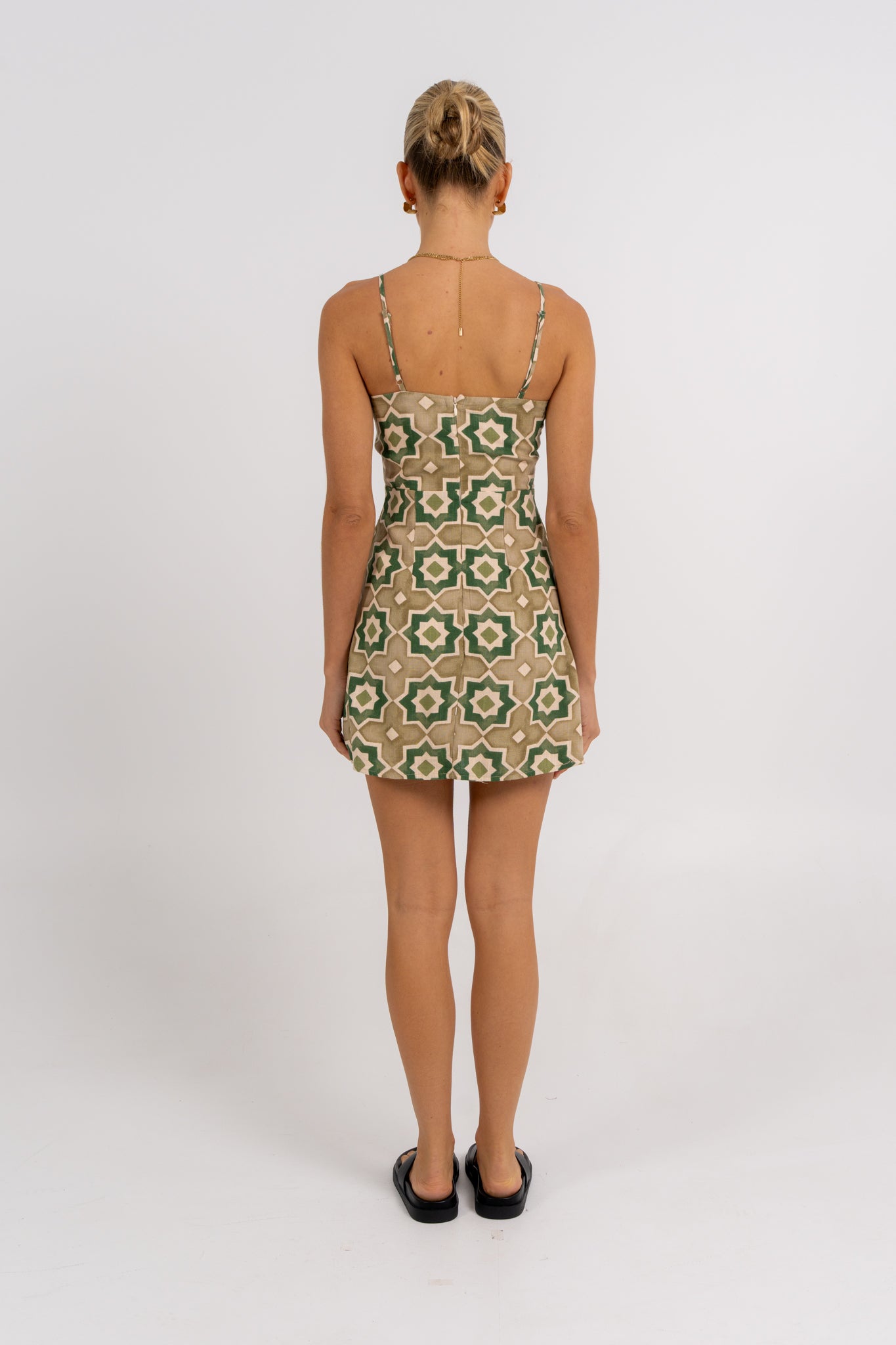 Isola Mini Dress Khaki Tile
