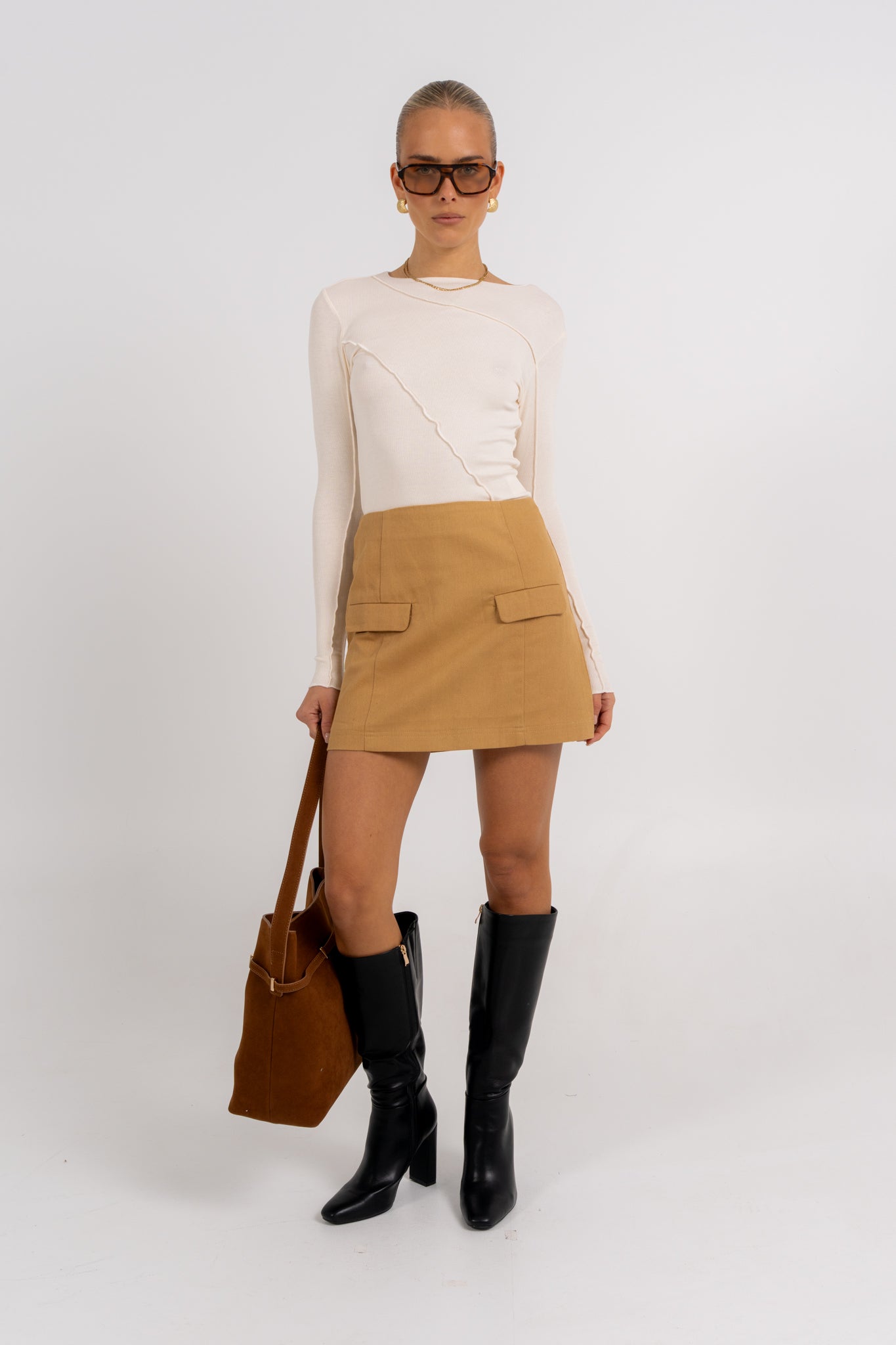 Basilio Mini Skirt Tan