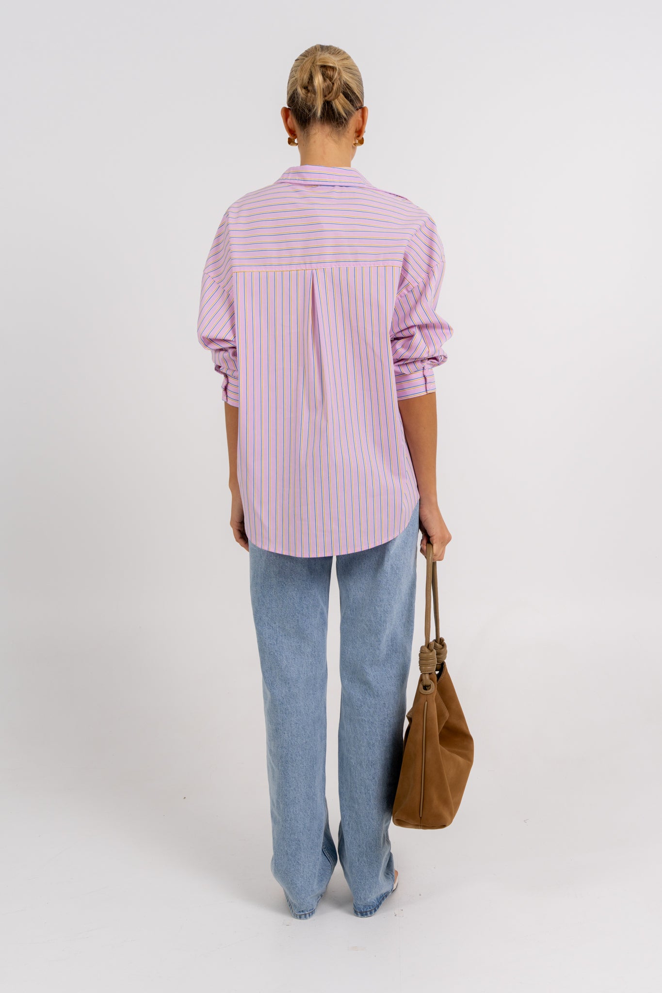 Declan Oversized Shirt Pink Blue Stripe