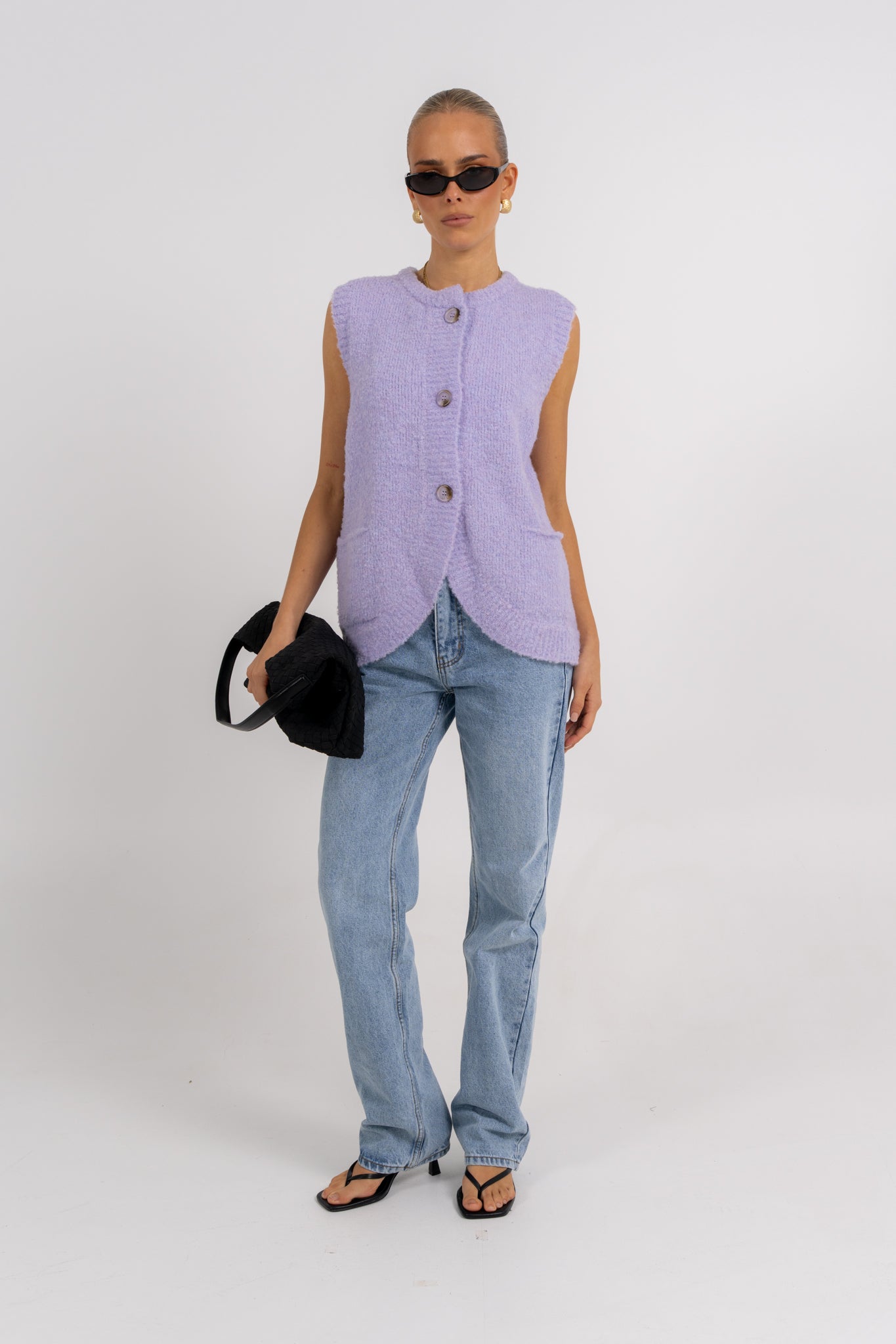 Nadia Knit Vest Lilac Marle