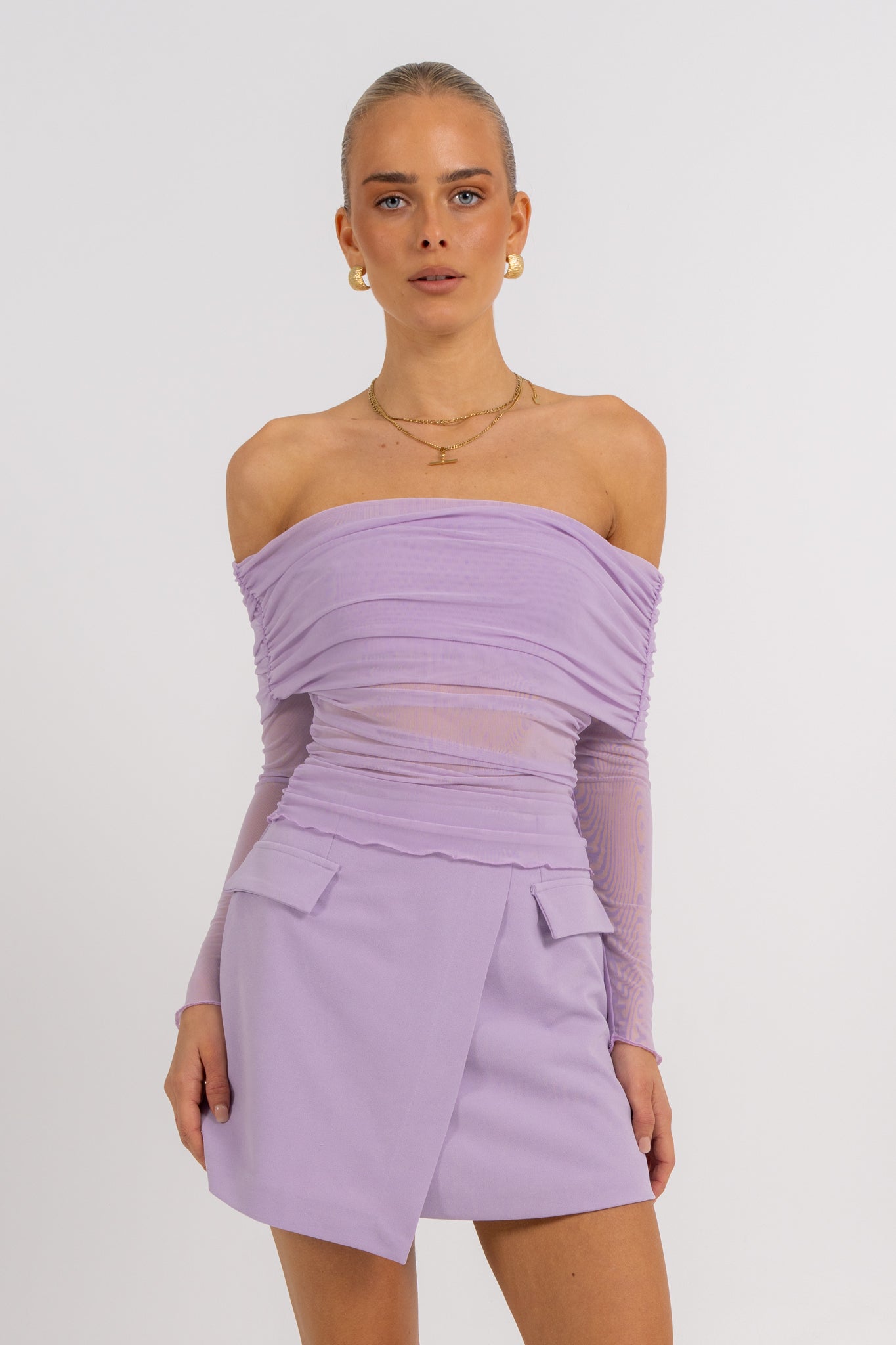 Plyrie Off-the-shoulder Top Lilac
