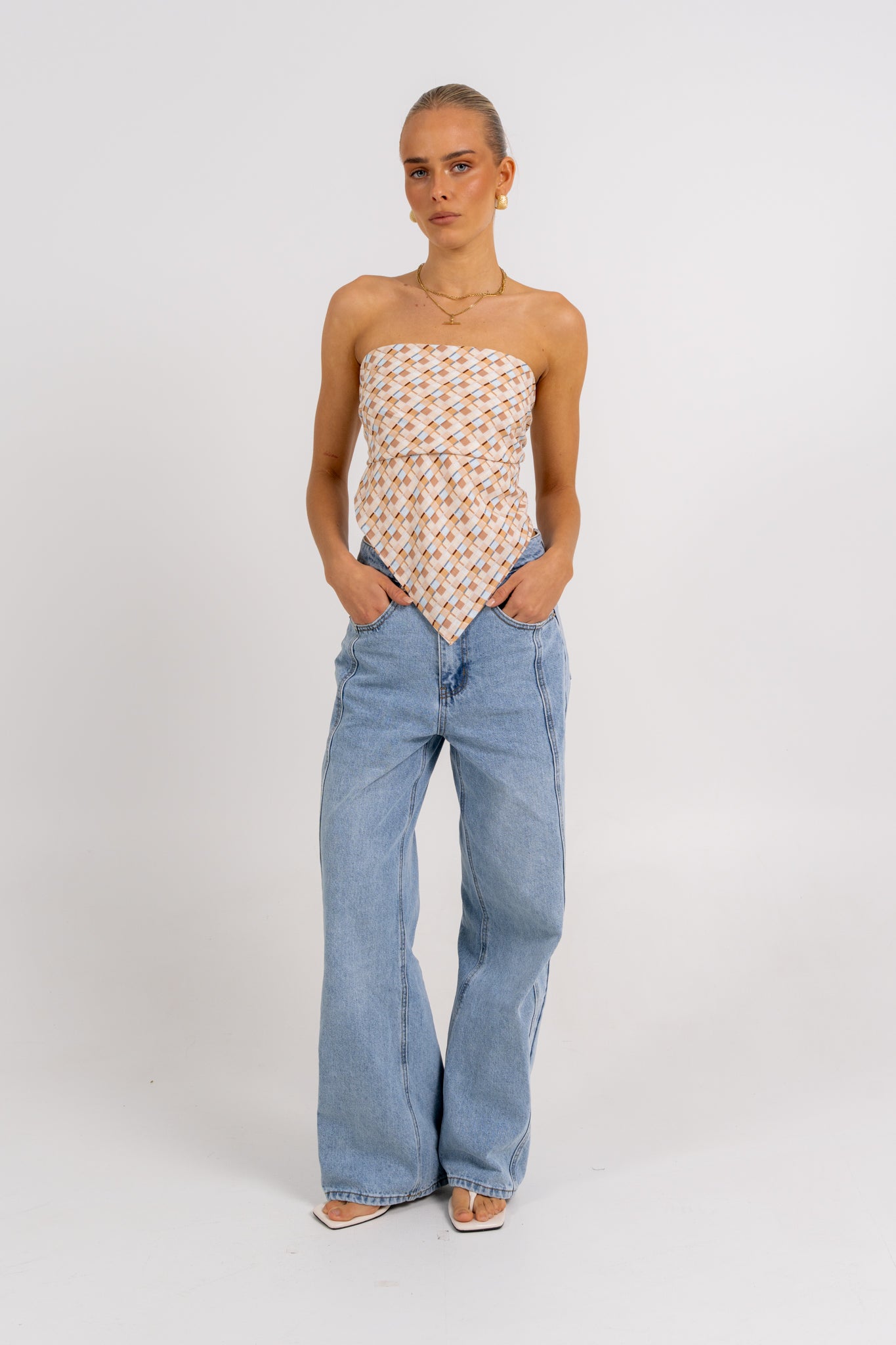 Sono Top Beige Check