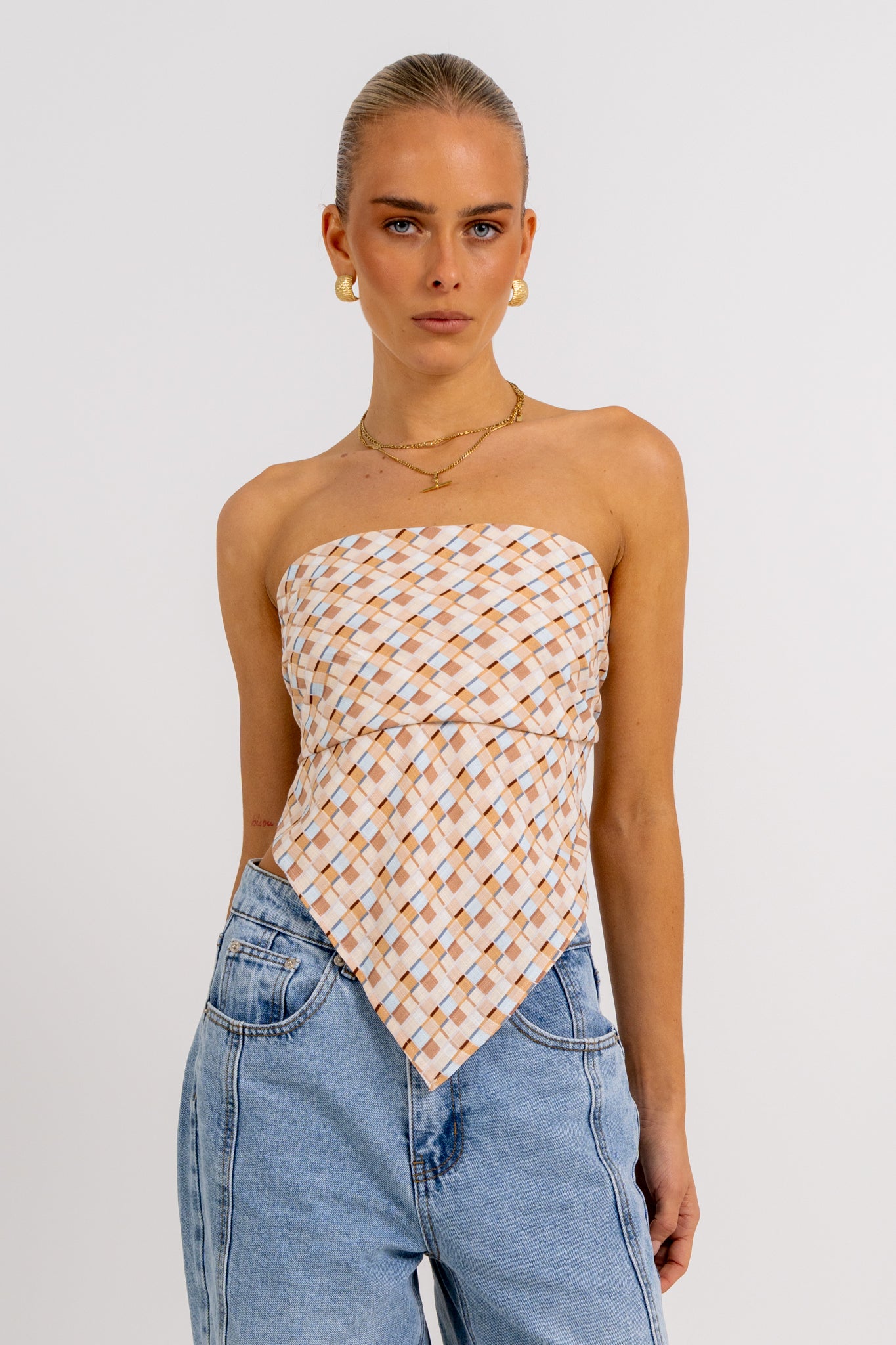 Sono Top Beige Check