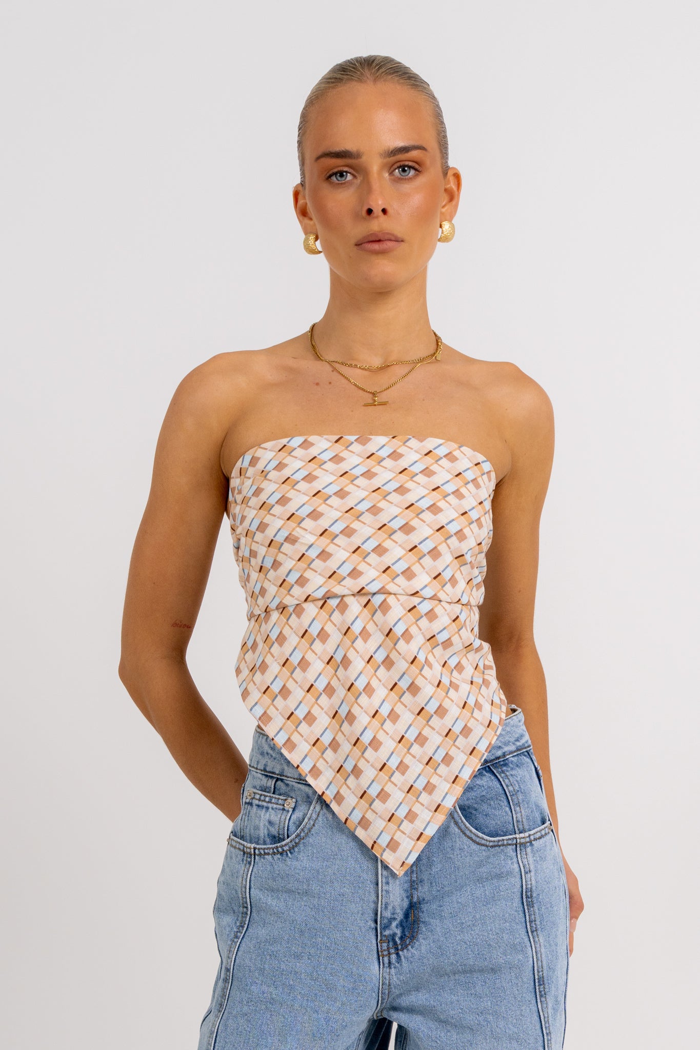 Sono Top Beige Check