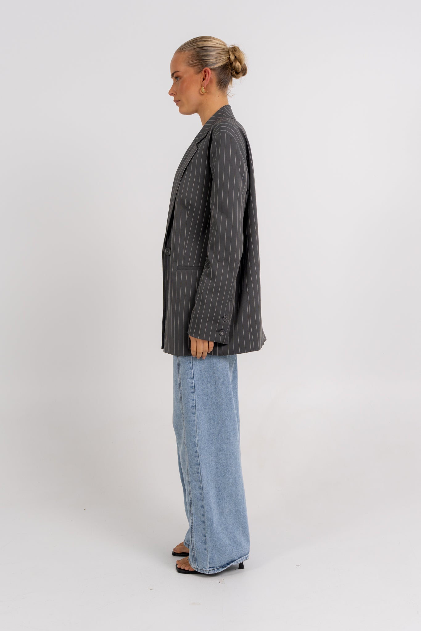 Quade Blazer Charcoal Pinstripe