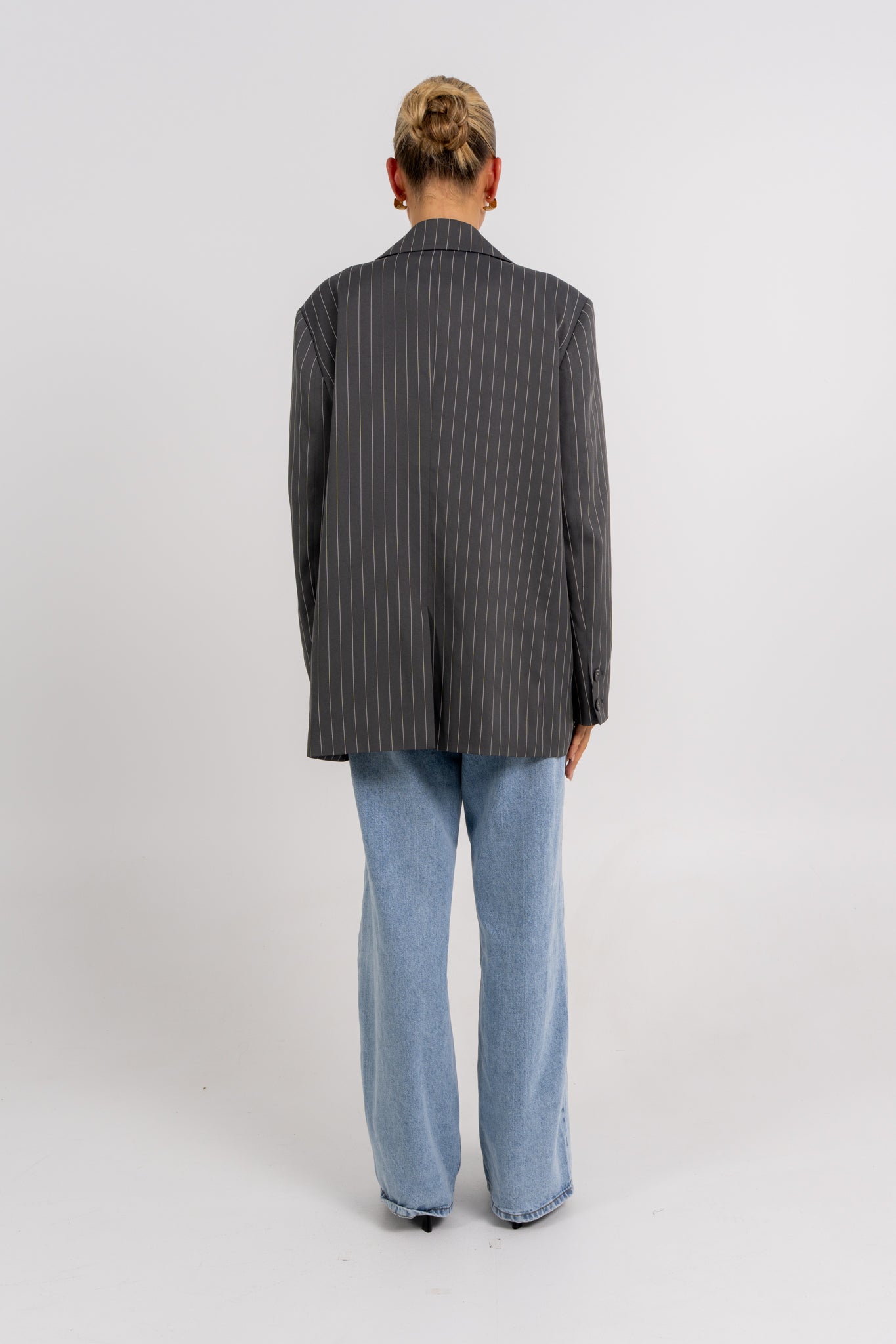 Quade Blazer Charcoal Pinstripe