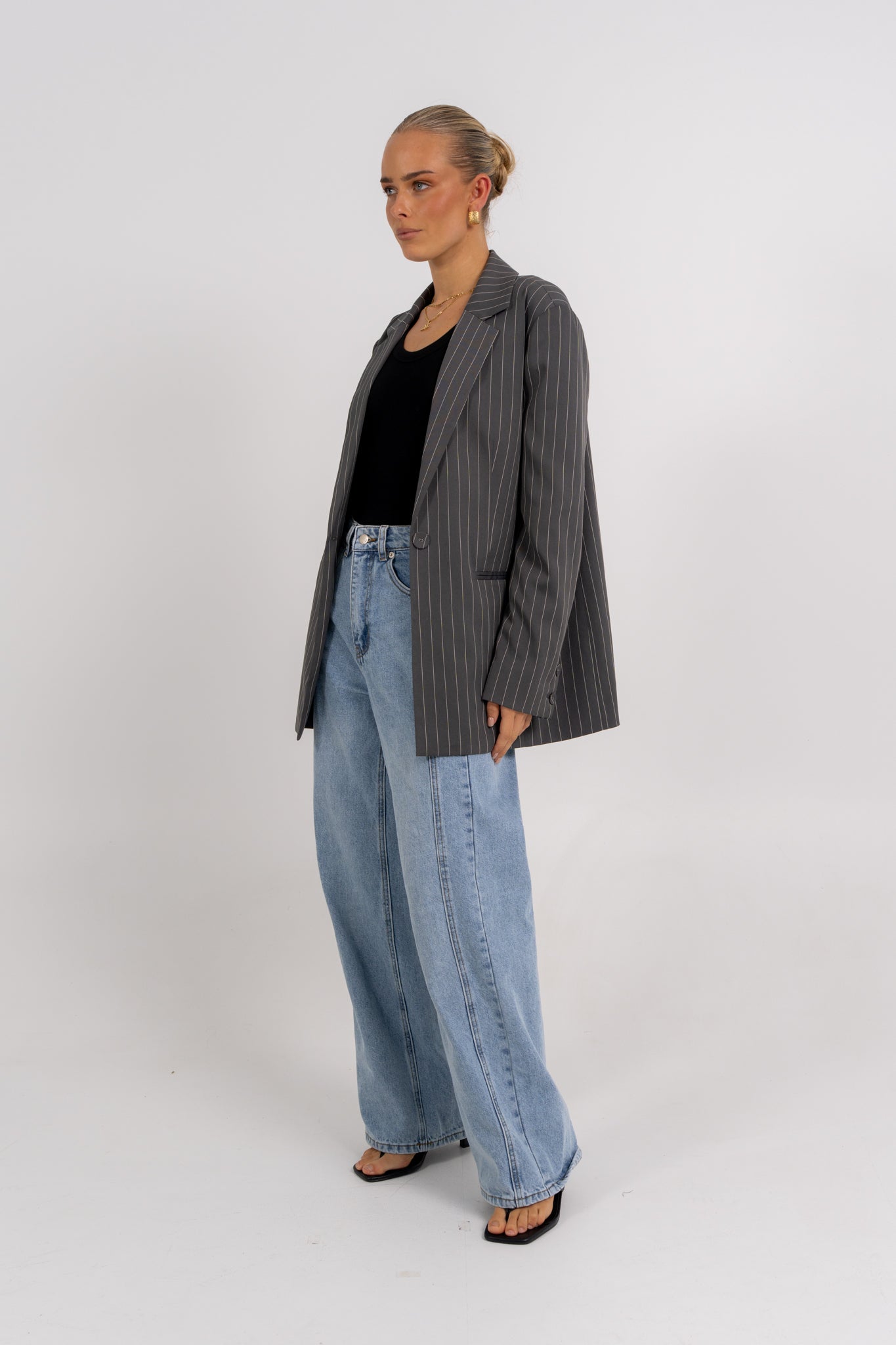 Quade Blazer Charcoal Pinstripe