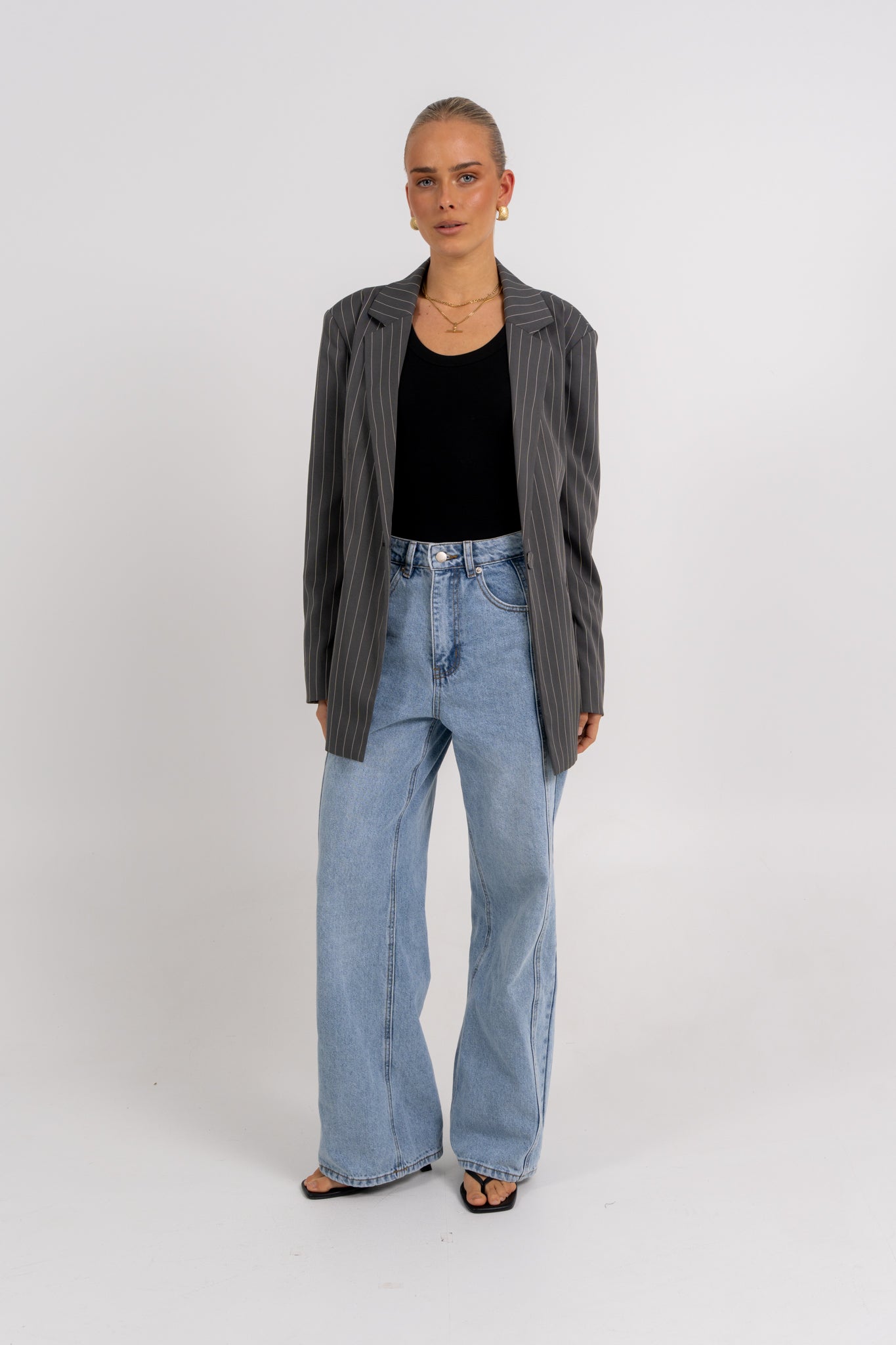 Quade Blazer Charcoal Pinstripe