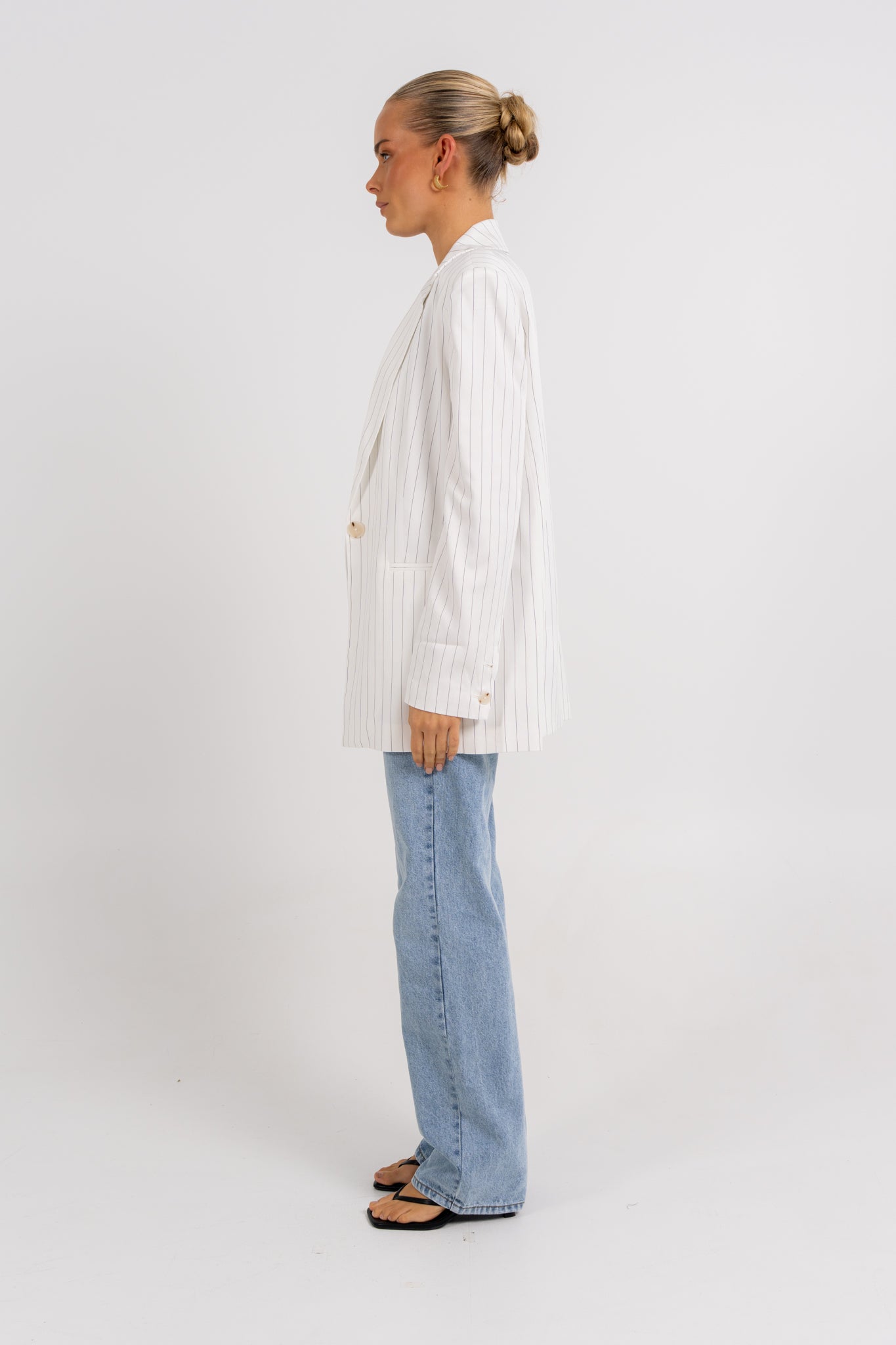 Quade Blazer White Pinstripe