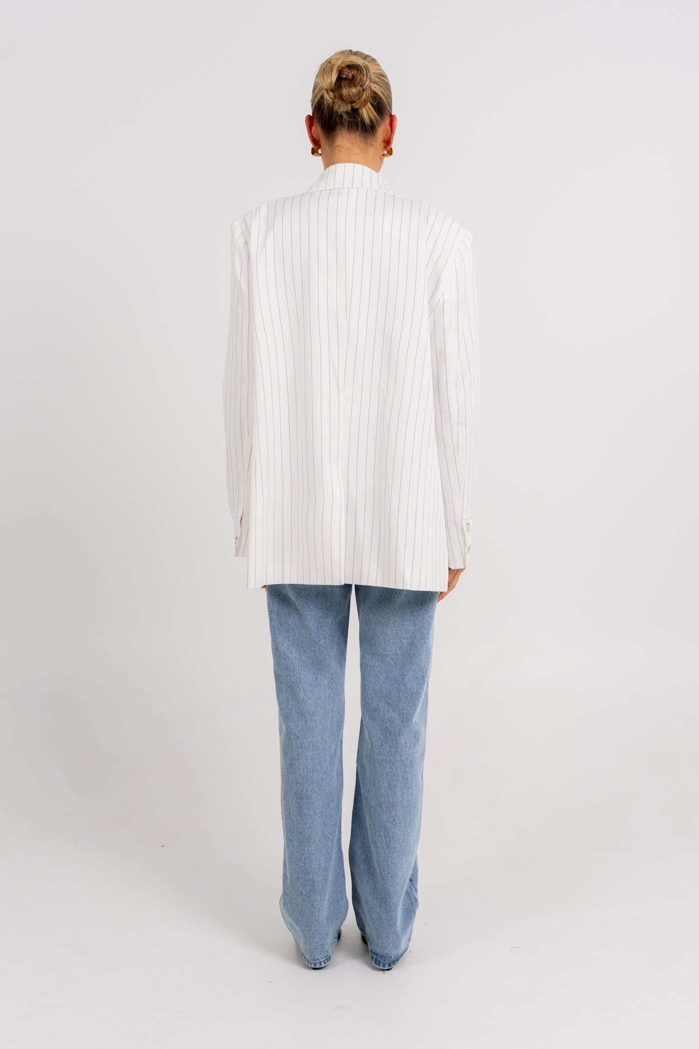 Quade Blazer White Pinstripe