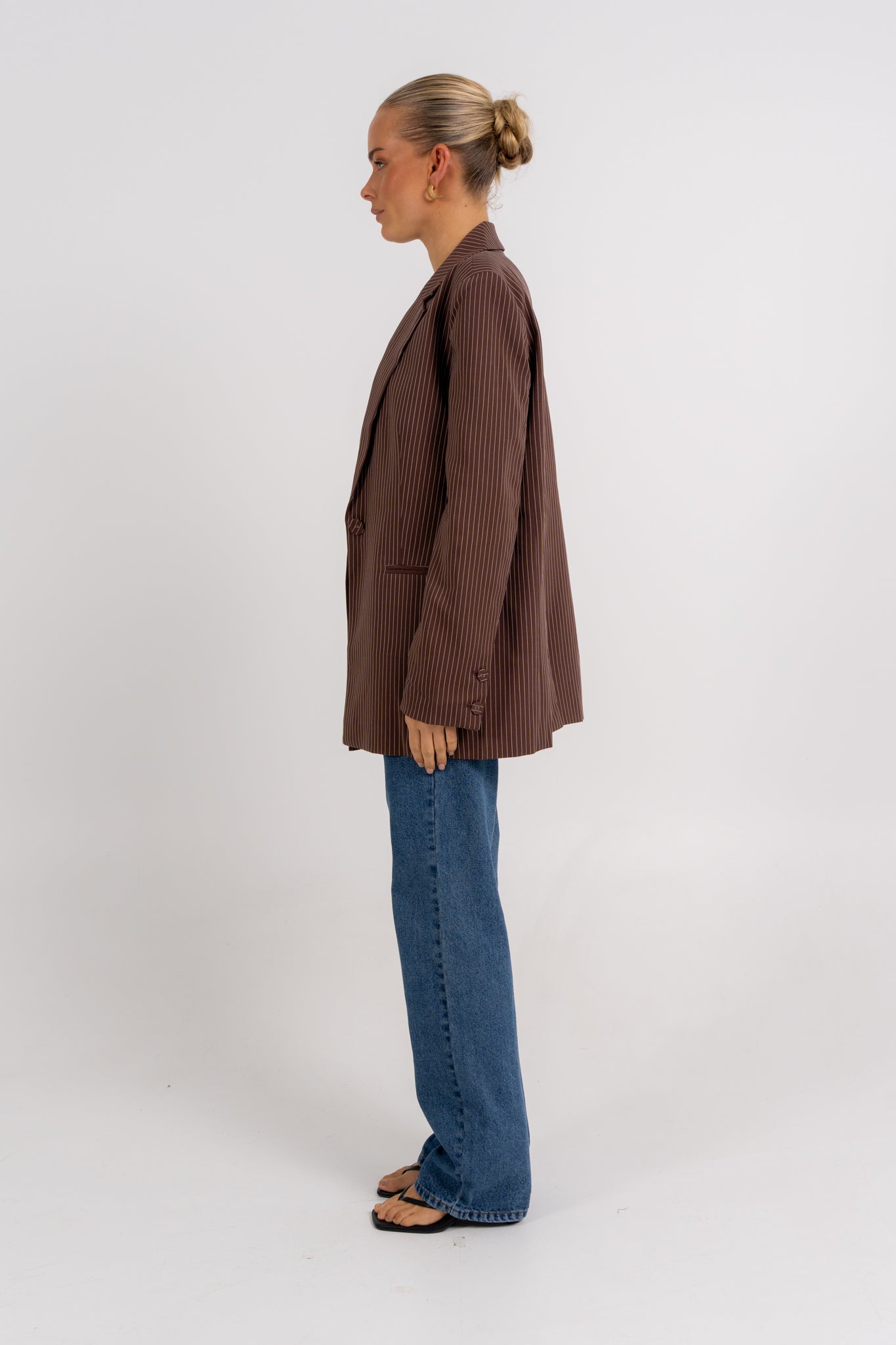 Quade Blazer Chocolate Pinstripe