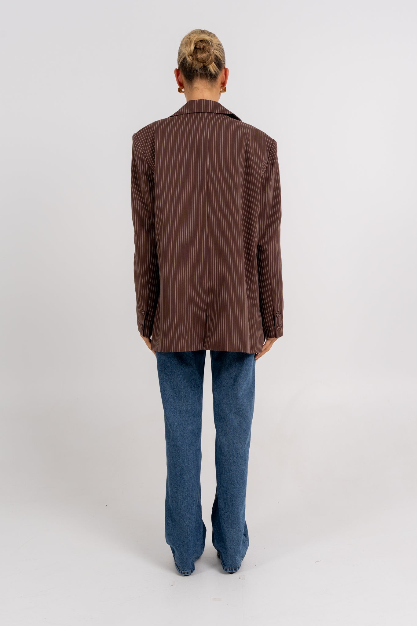 Quade Blazer Chocolate Pinstripe