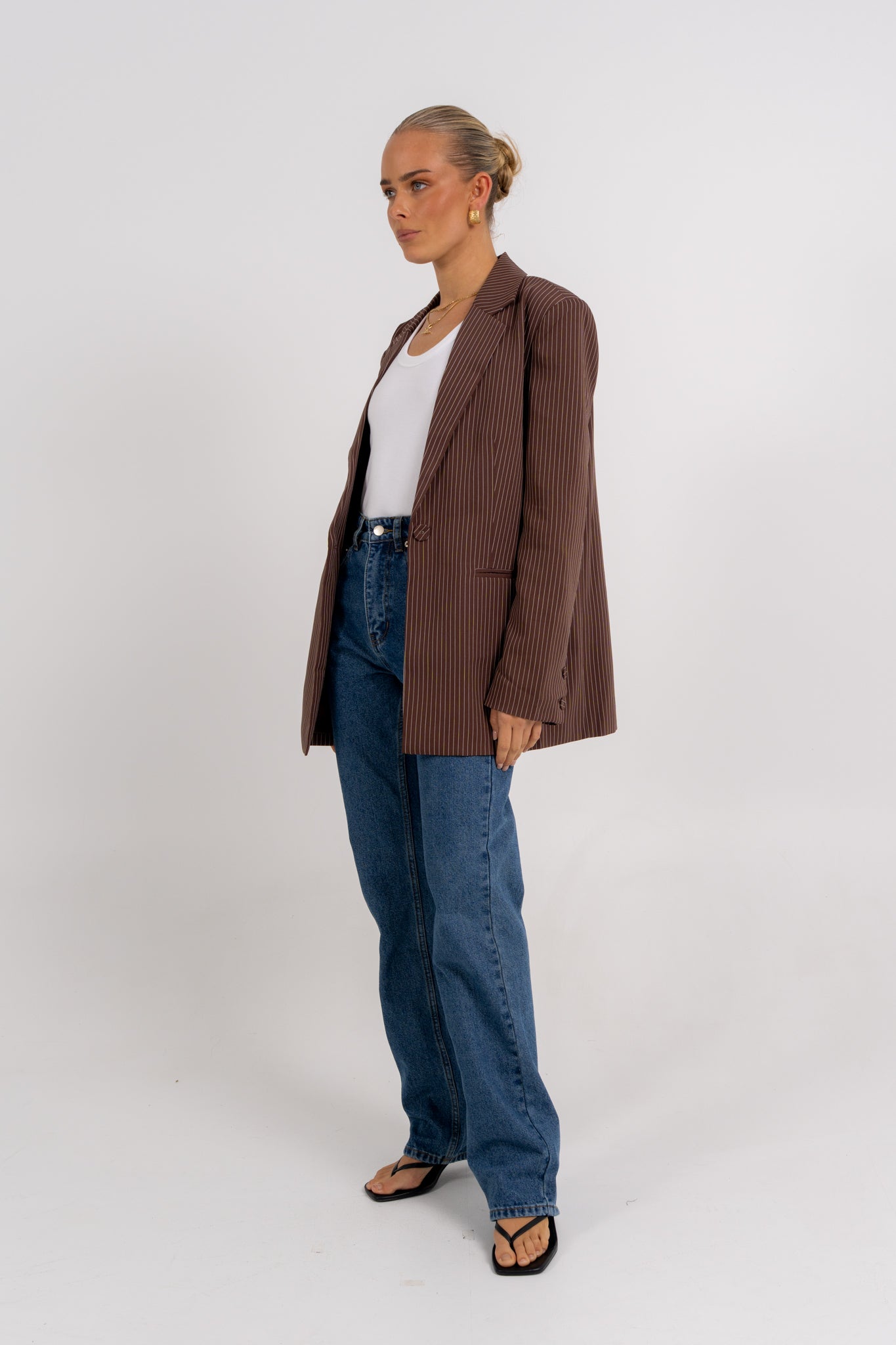 Quade Blazer Chocolate Pinstripe