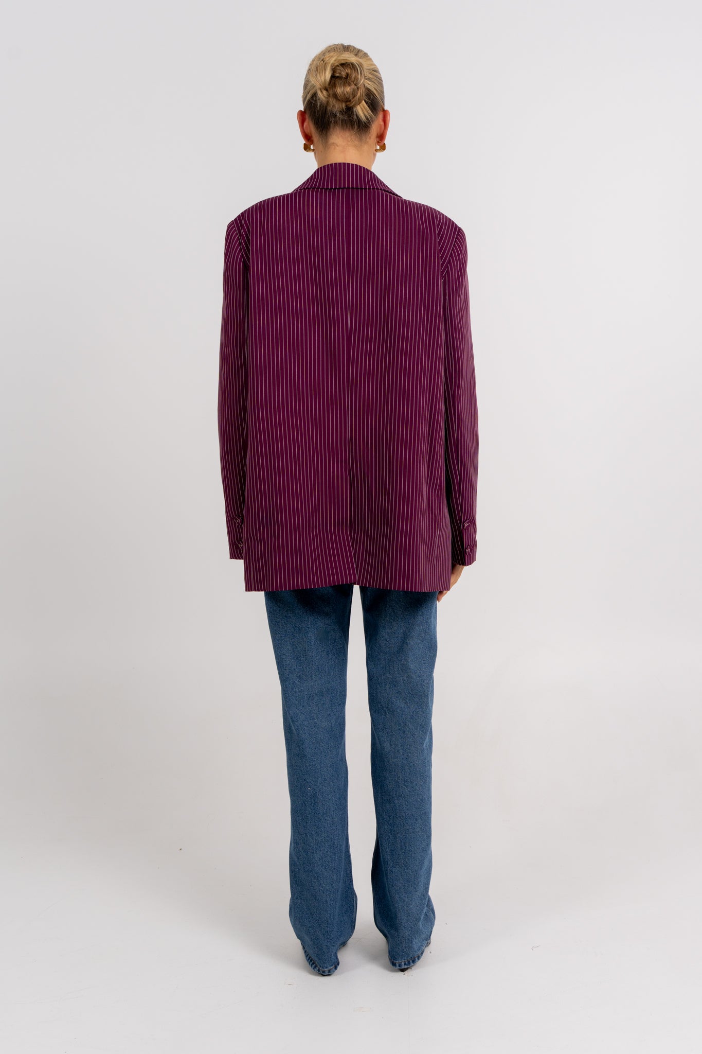 Quade Blazer Plum Pinstripe