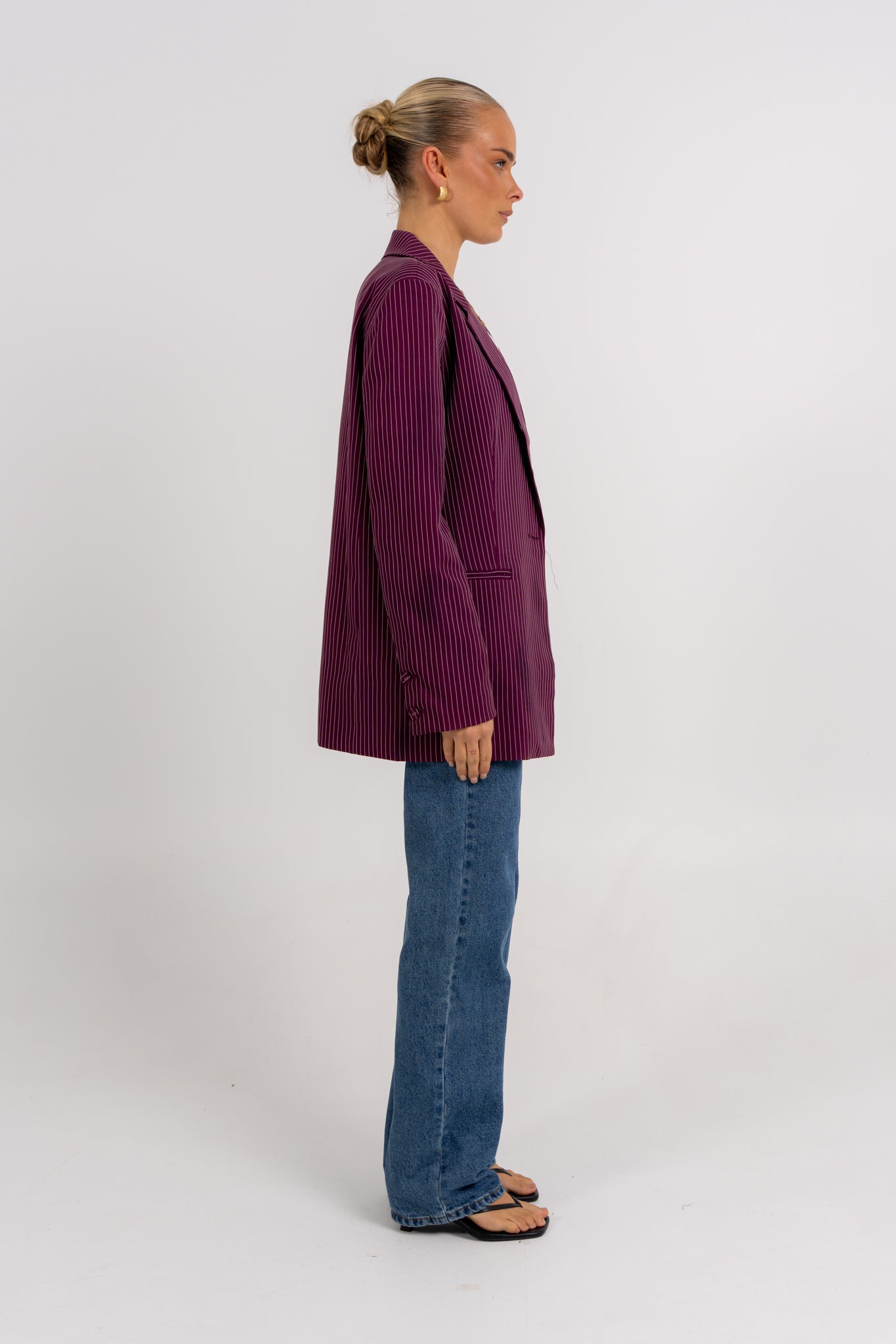 Quade Blazer Plum Pinstripe