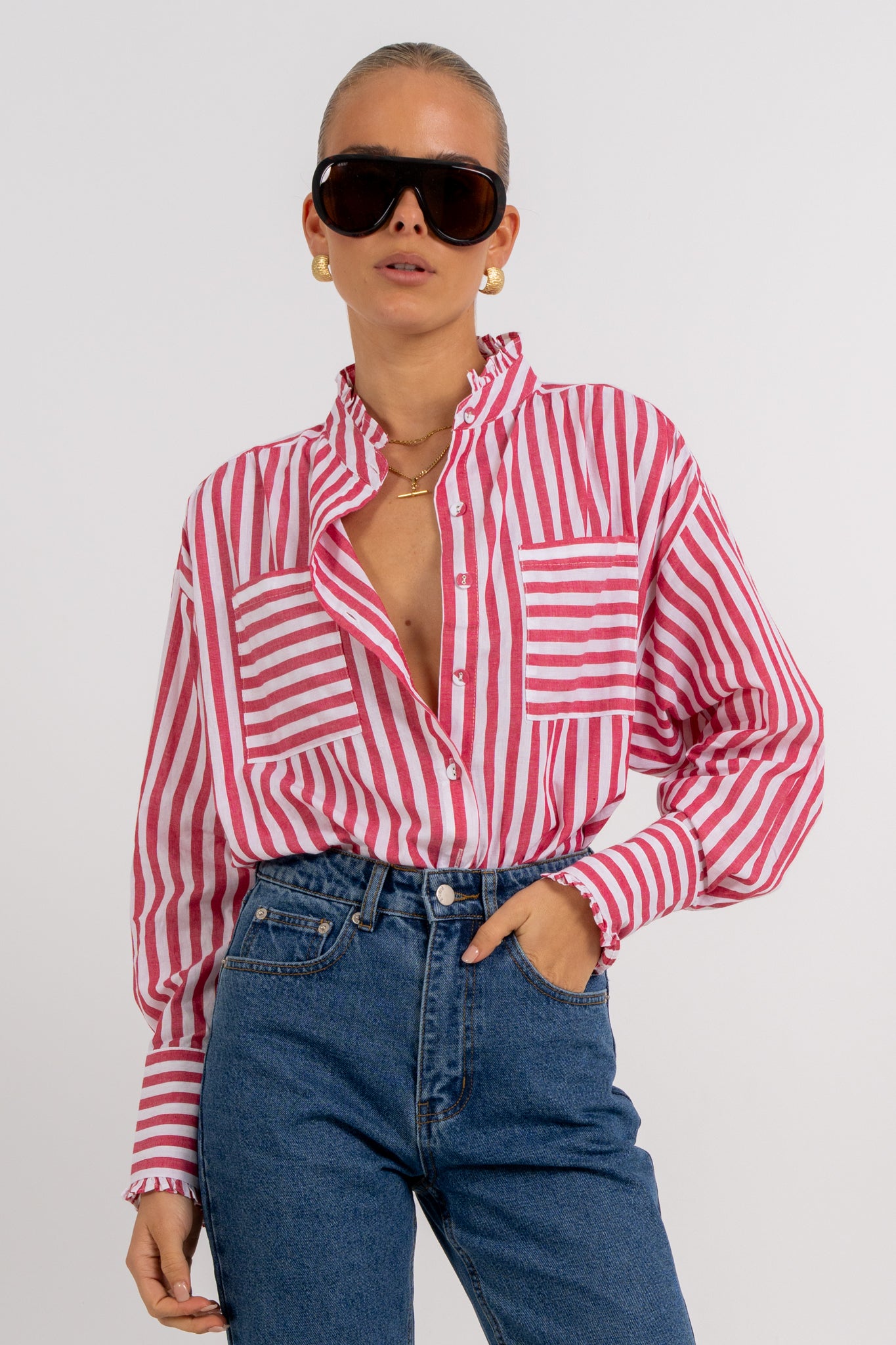 Uccella Shirt Red Stripe